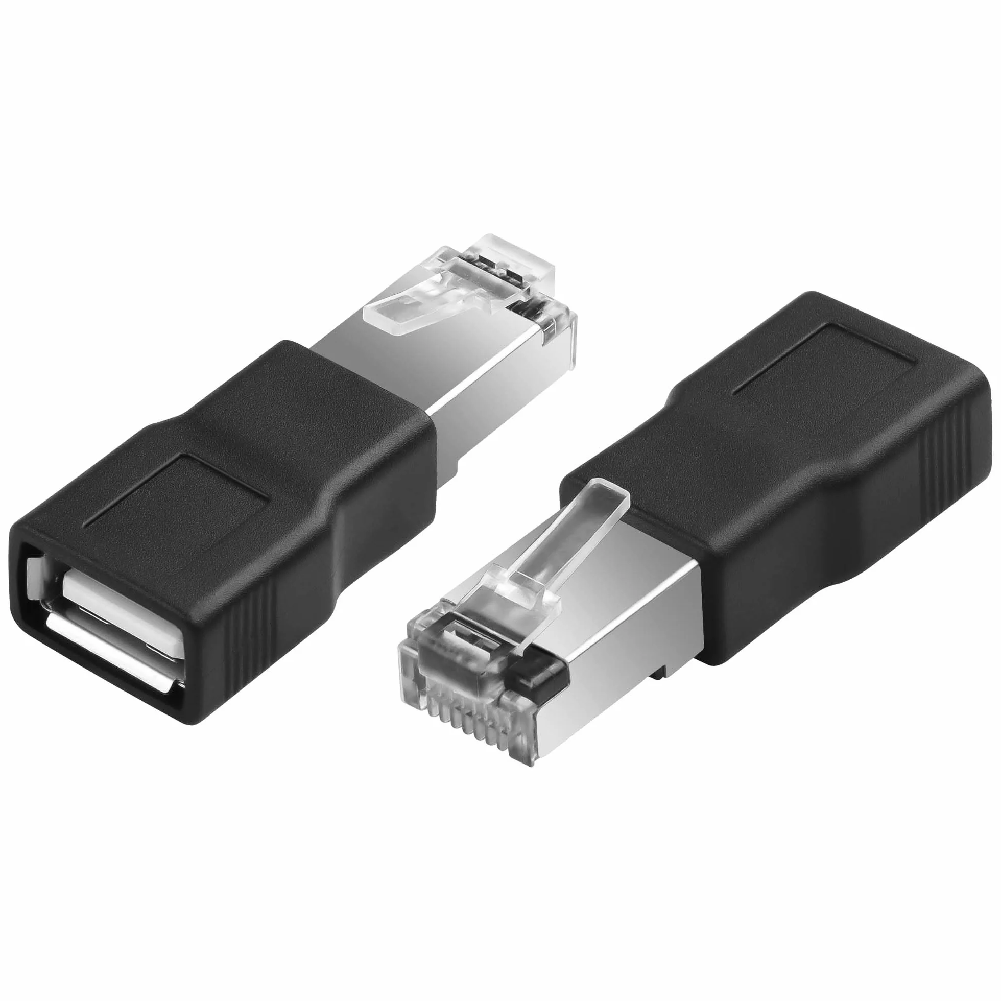 GINTOOYUN 2-szt. adapter USB na RJ45 Ethernet Czarny USB2.0 gniazdo na RJ45 8P4C męski konwerter do kamer, modemu ADSL, routera, laptopów, komputerów stacjonarnych itp