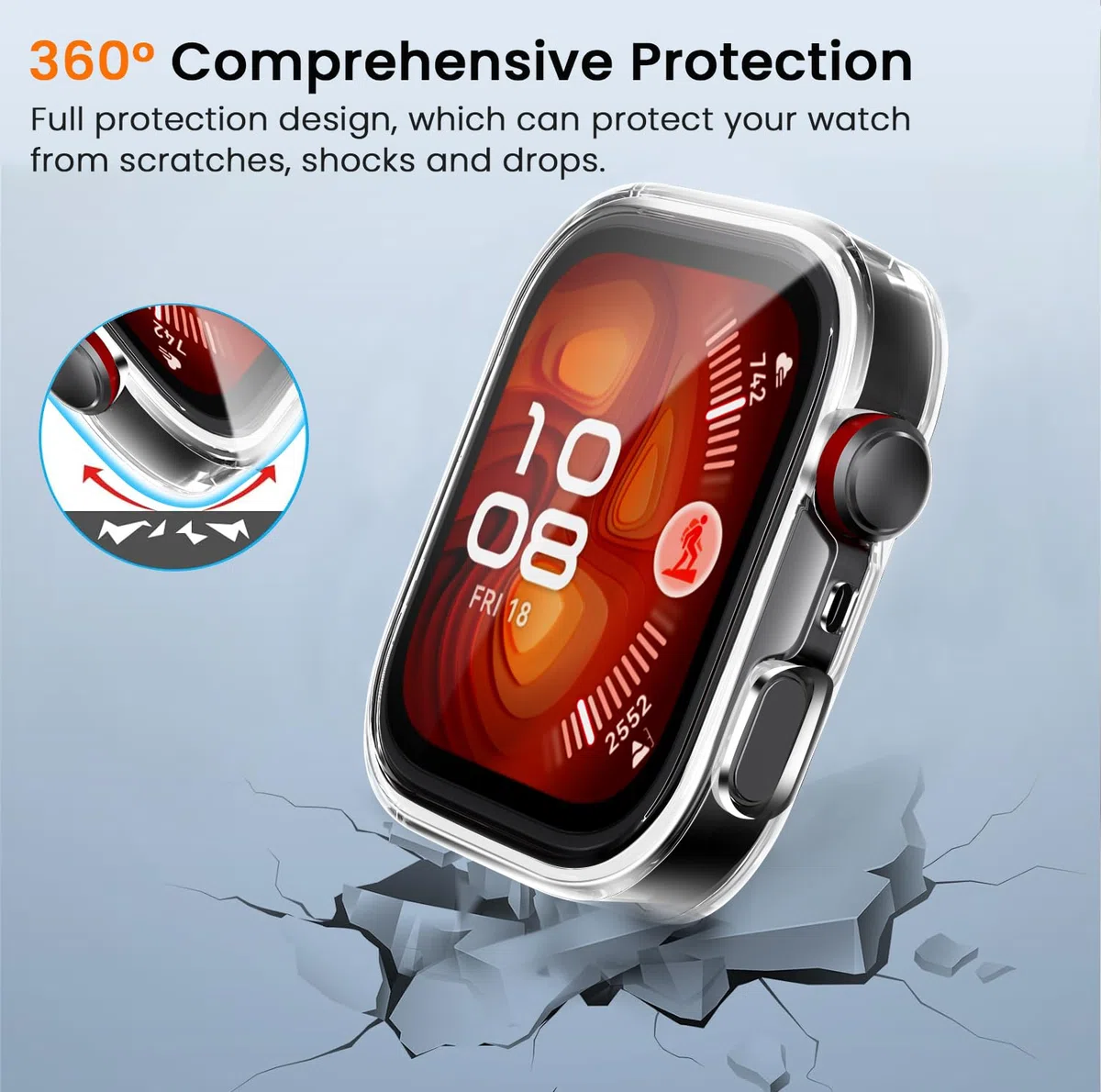 ivoler 3 sztuki etui z folią ochronną do Huawei Watch Fit 4 Pro, pełne pokrycie, odporne na uderzenia i zarysowania, ultracienkie, miękkie etui ochronne z termoplastycznego poliuretanu (TPU), 2