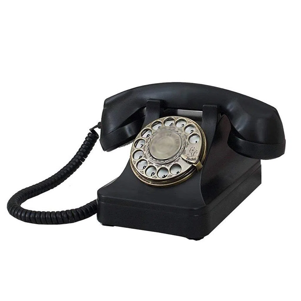 Retro Obrotowy Telefon Stacjonarny Do Domu, Zabytkowy Telefon Z Obrotową Tarczą, Staromodny Telefon Stacjonarny Z Funkcją Głośnomówiącą, Retro Czarny