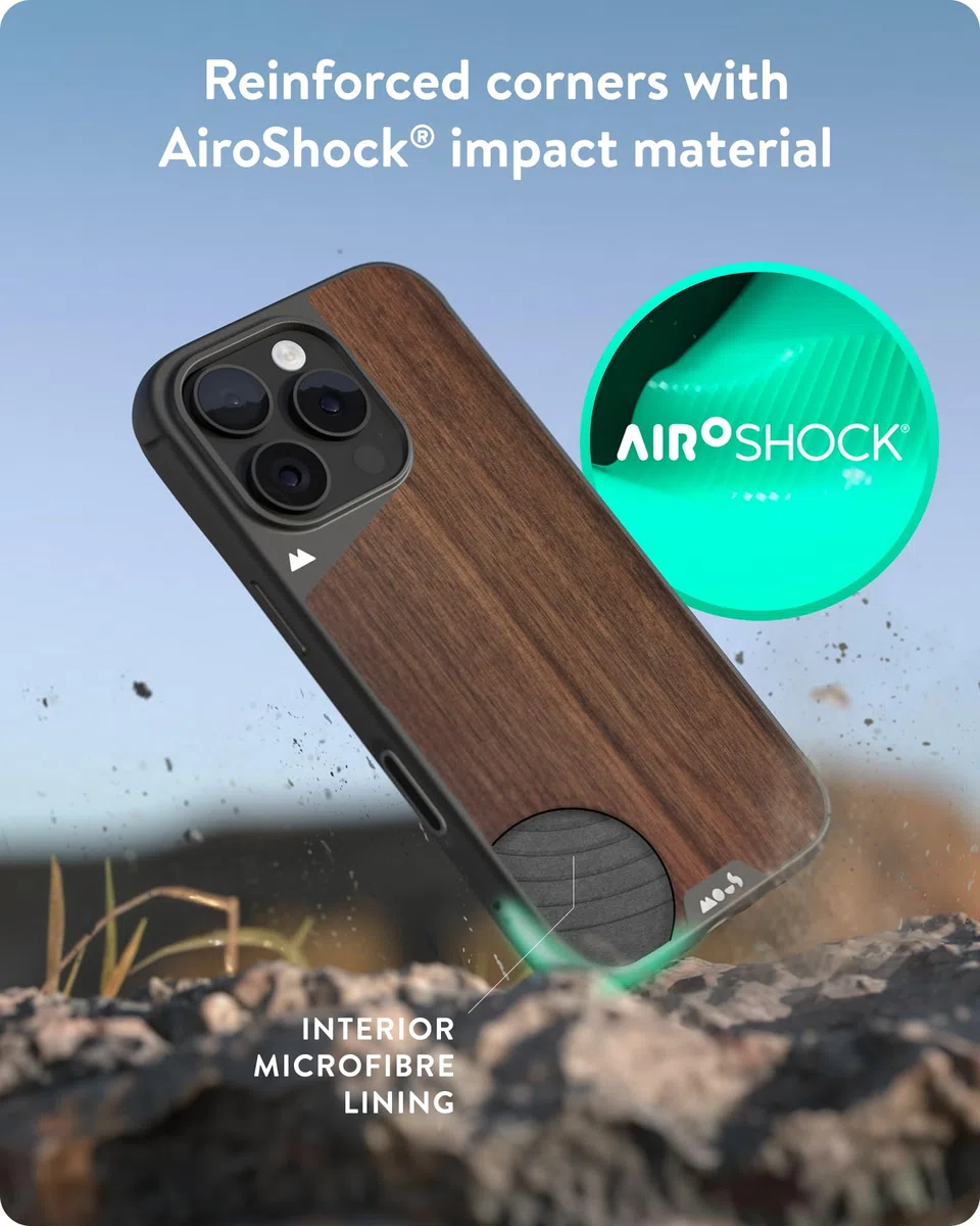 Mous Etui do iPhone'a 16 Pro Max MagSafe kompatybilne z przyciskiem sterowania kamerą - Limitless 6.0 - orzech włoski - ochronne, odporne na wstrząsy etui na telefon