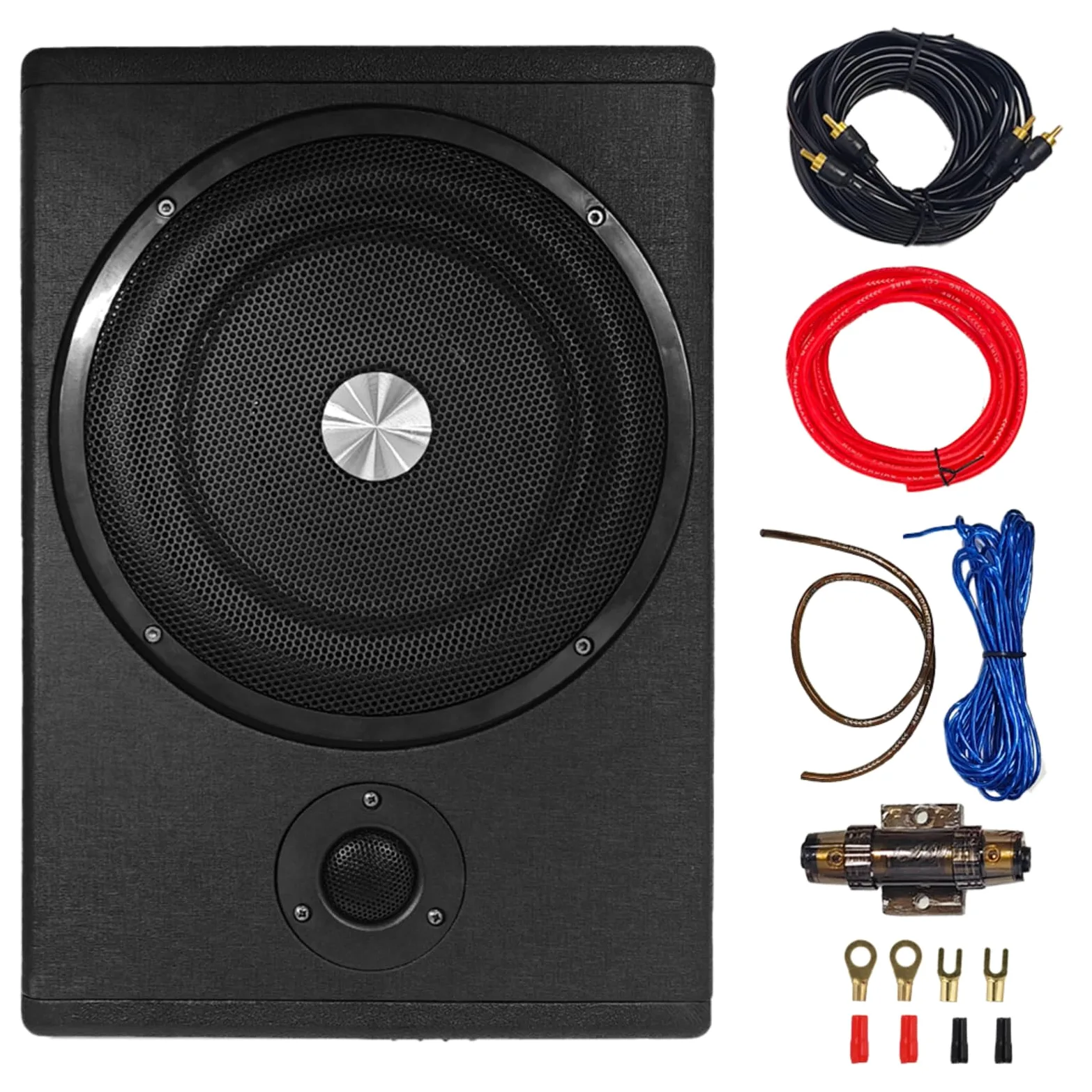 Aktywny subwoofer, ultrapłaski subwoofer samochodowy, odpowiedni do samochodu/ciężarówki, ze zintegrowanym wzmacniaczem, możliwość montażu pod siedzeniami, maksymalna moc 1500 W, kompaktowy