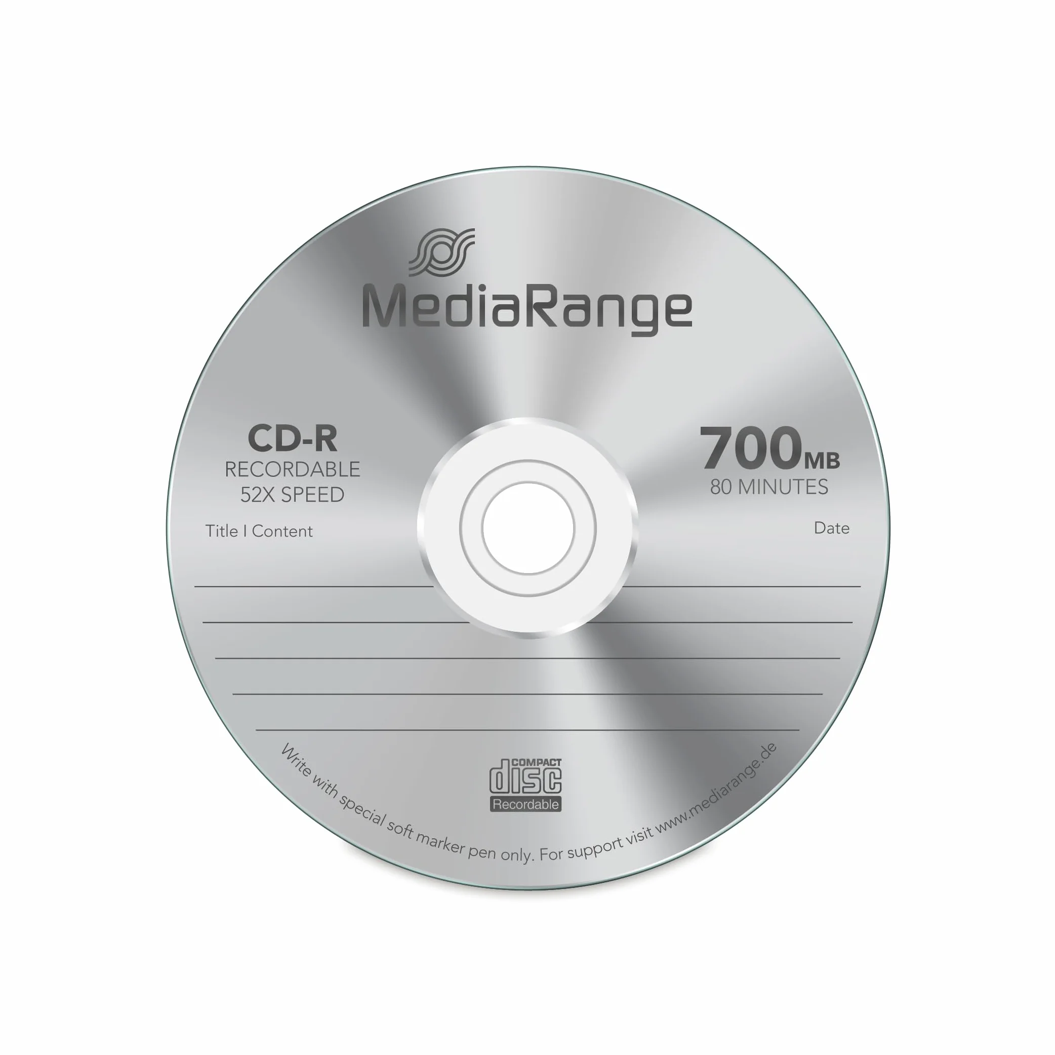 MediaRange MR207 płyty CD-R (52 x prędkość, 700 MB, trzpień 50 sztuk)
