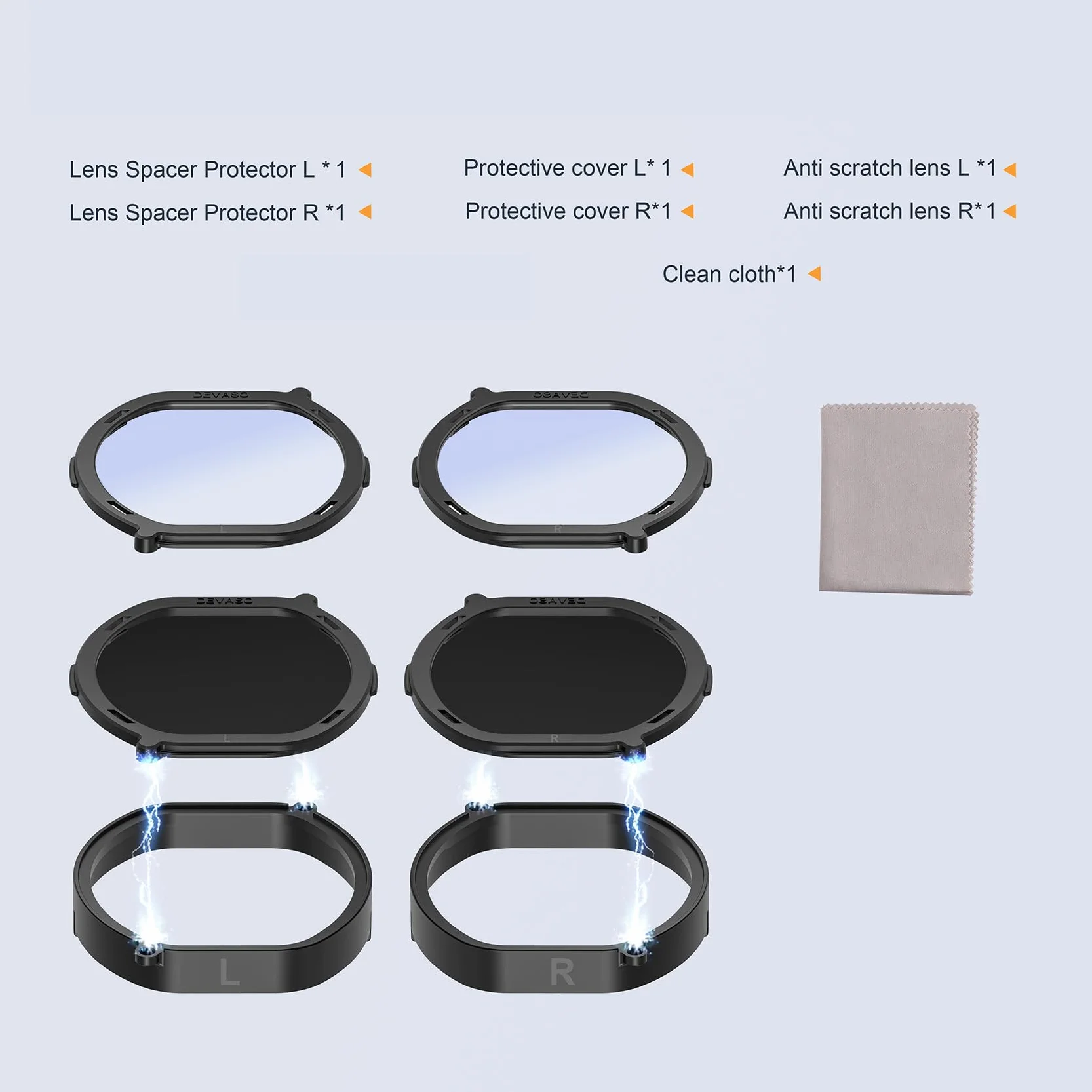 Evenden Okulary VR korekcyjne do PS VR2, krótkowzroczność, ochrona przed niebieskim światłem, szybki demontaż, ramka ochronna