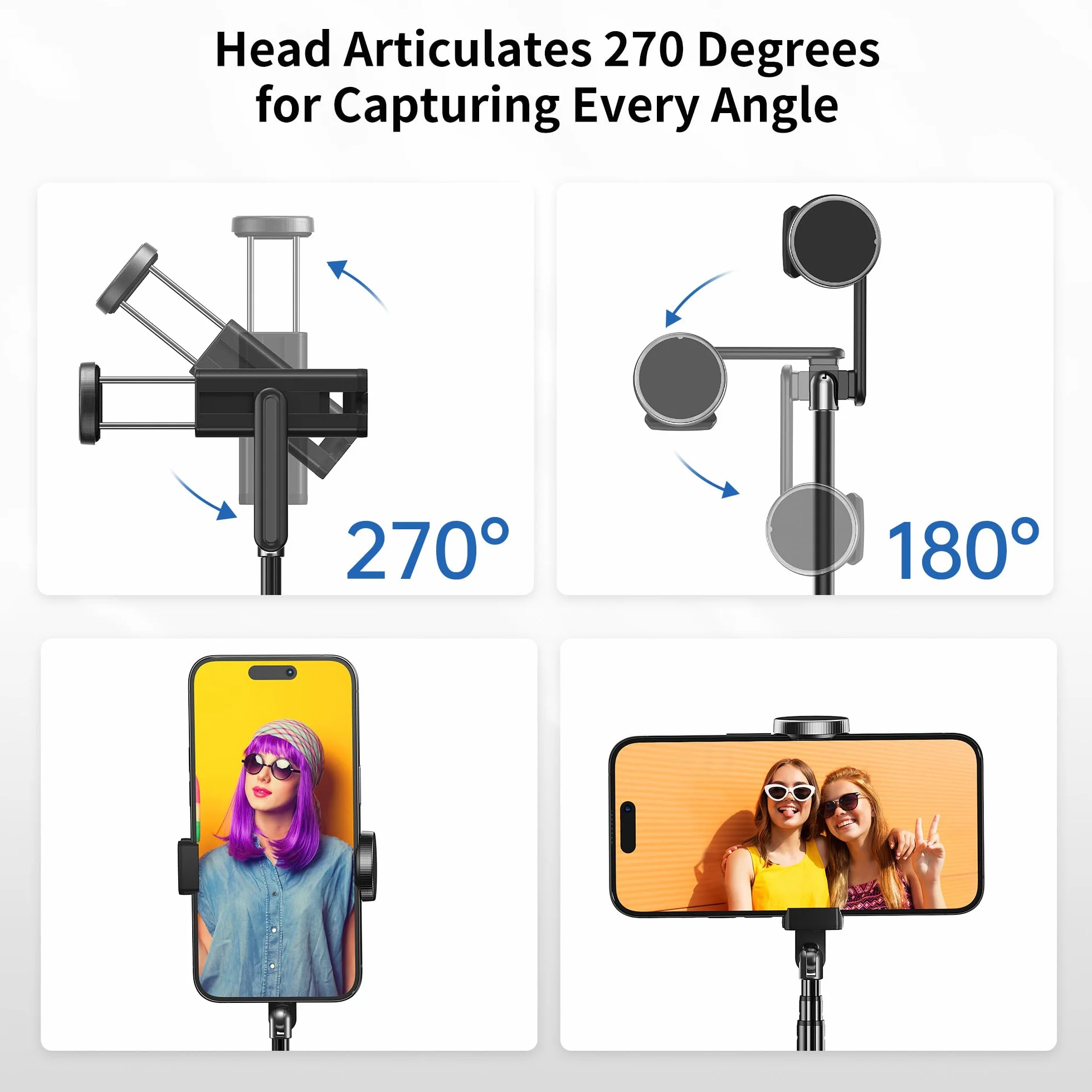 ATUMTEK statyw i kijek do selfie Bluetooth, możliwość rozszerzenia, 3 w 1, z aluminium, z bezprzewodowym pilotem zdalnego sterowania, obracany o 360°, do iPhone 13 / 12 / 12 mini / 11 Pro / XS Max / XS / 8 / 7, smartfonów Samsung