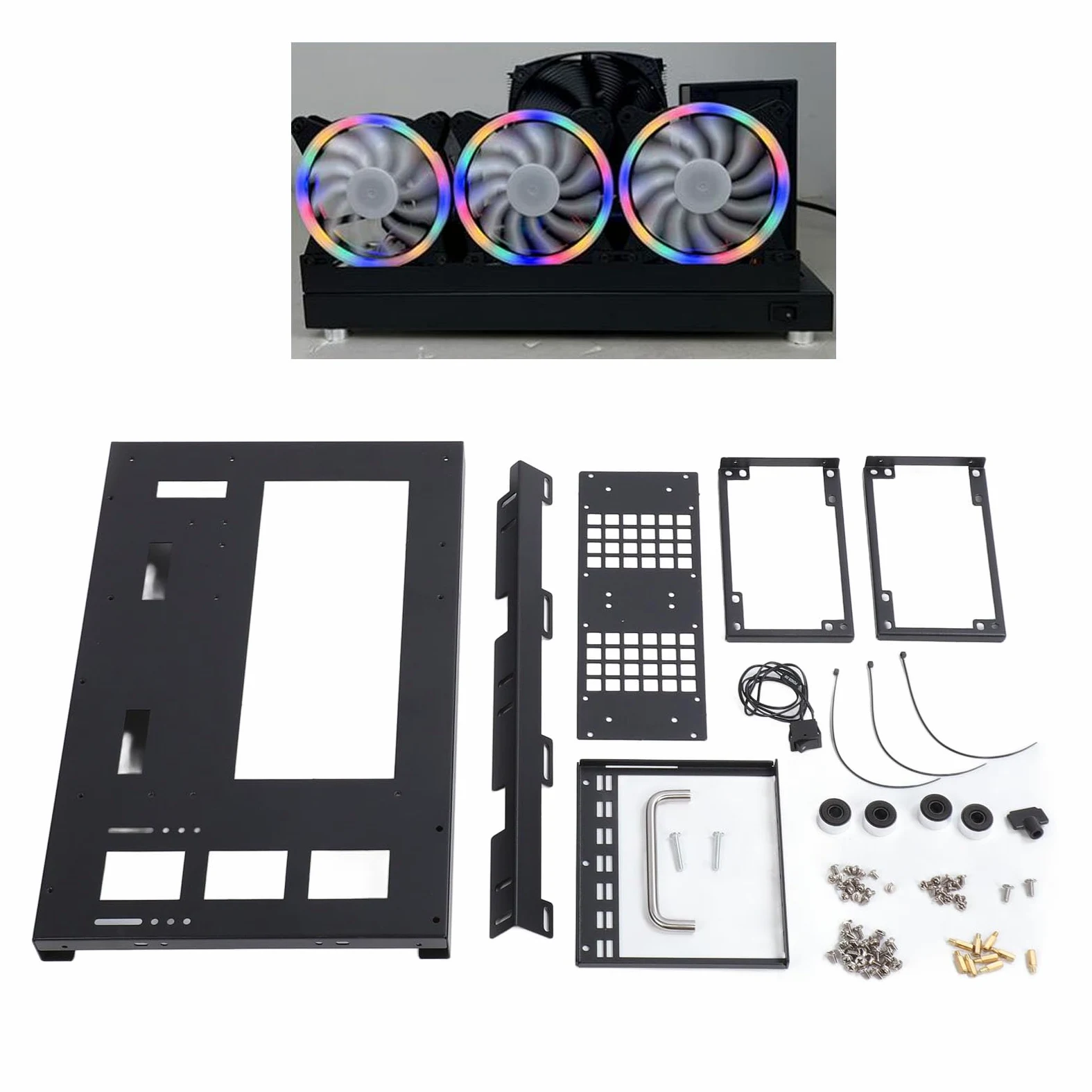Stojak na płytę główną Komputera DIY, Płyta Stalowa ATX M ATX ITX Rama do Montażu na Otwartej Przestrzeni Wspornik z Uchwytem, Wydajne Chłodzenie DIY Obudowa Komputera PC