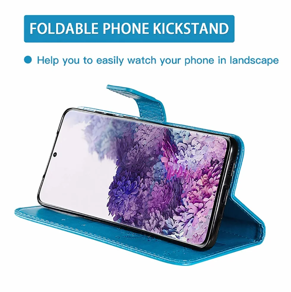Topme Skórzane etui do Motorola Moto g13 / Moto g23 (6,5 cala), [etui na telefon w stylu kota i drzewa] - niebieskie