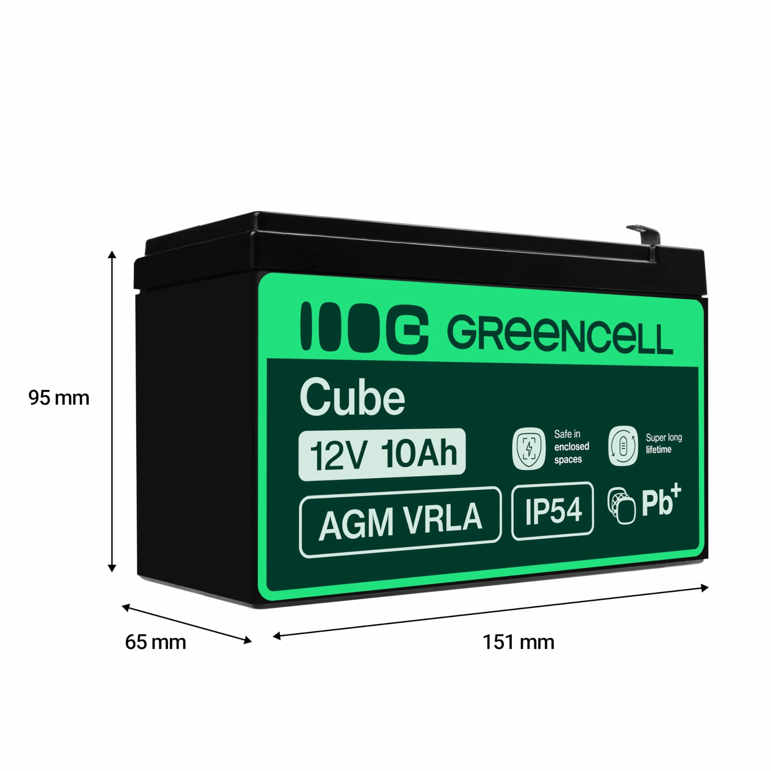 Green Cell AGM 12 V 10 Ah akumulator z włókniny VRLA akumulator ołowiowo-żelowy, odporny na cykle Unbemann UPS USV, zasilanie awaryjne w systemie UPS