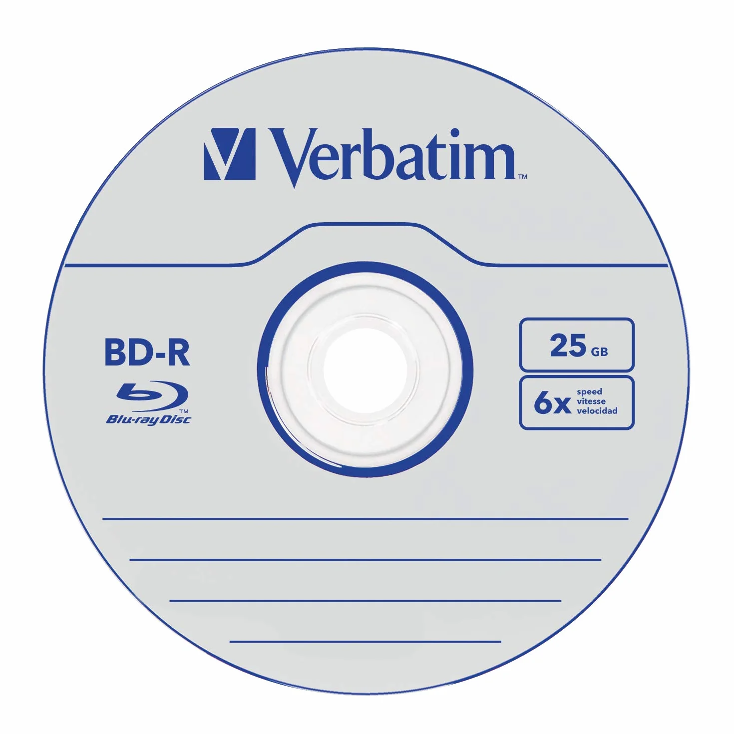 Verbatim BD-R Pojedyncza Warstwa, Płyta Blu-ray 25 GB, 6-Krotna Prędkość Palenia, Ochrona przed Zarysowaniami, 10-Pak Wrzeciona, Niebieski/Biały, 43742