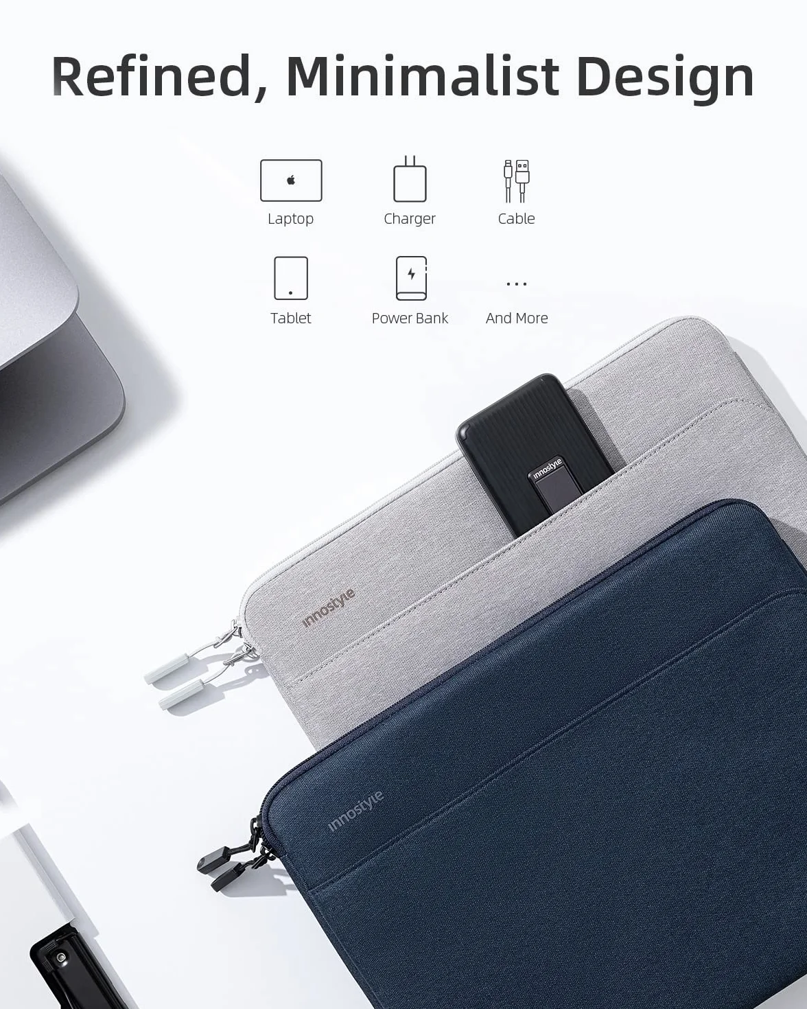 INNOSTYLE Torba Na Laptopa 13 cali, Wodoodporna, Lekka, Wytrzymała, OmniProtect Slim Szara, Kompatybilna z MacBook Pro/Air, HP ProBook, Dell Inspiron, Yoga, ASUS, Idealna do Pracy i Podróży