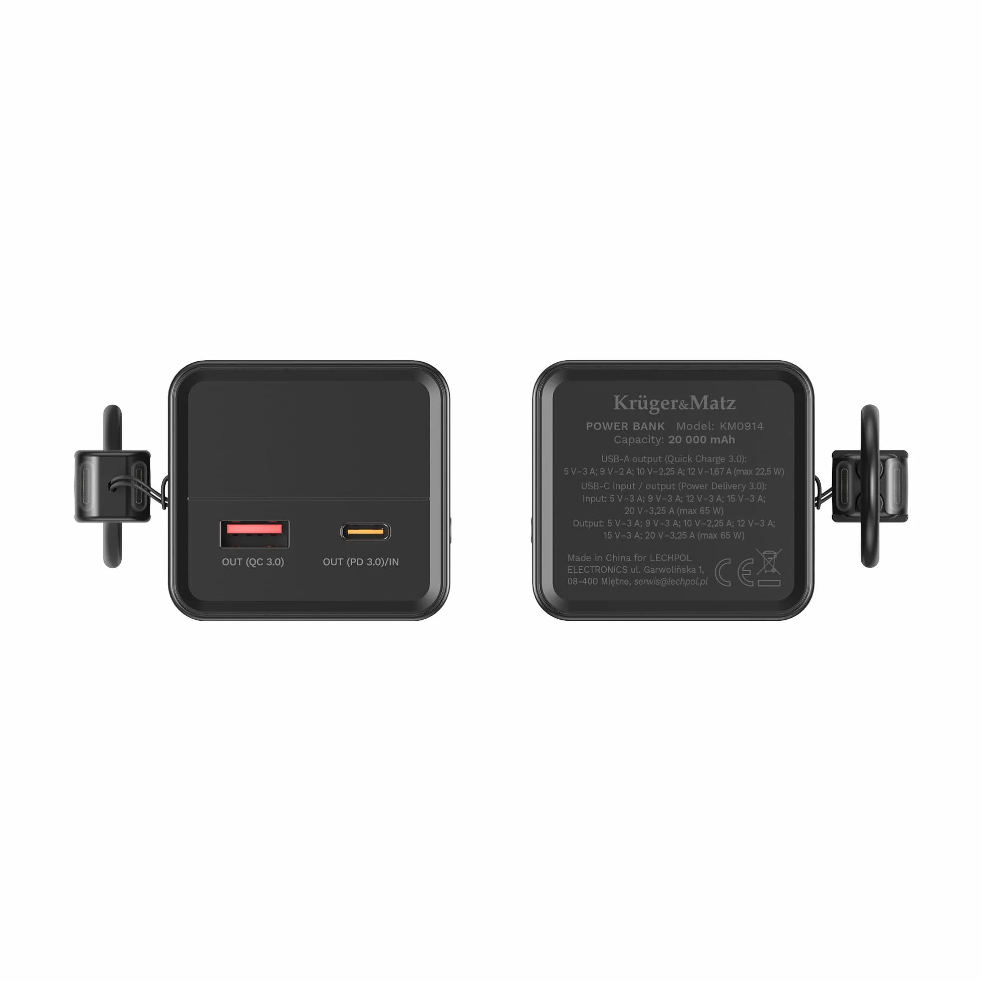 Krüger&Matz PowerBank 20000 mAh Li-pol 65W z funkcją QC oraz PD KM0914