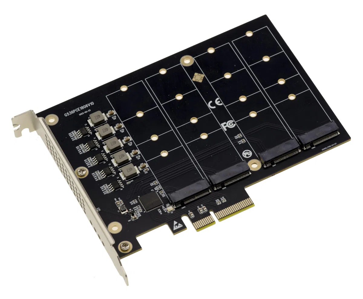 KALEA-INFORMATIQUE Karta kontrolera M2 PCIe 3.0 x4 dla 4 dysków M.2 NVMe M Key SSD Działa bez trybu rozwidlenia