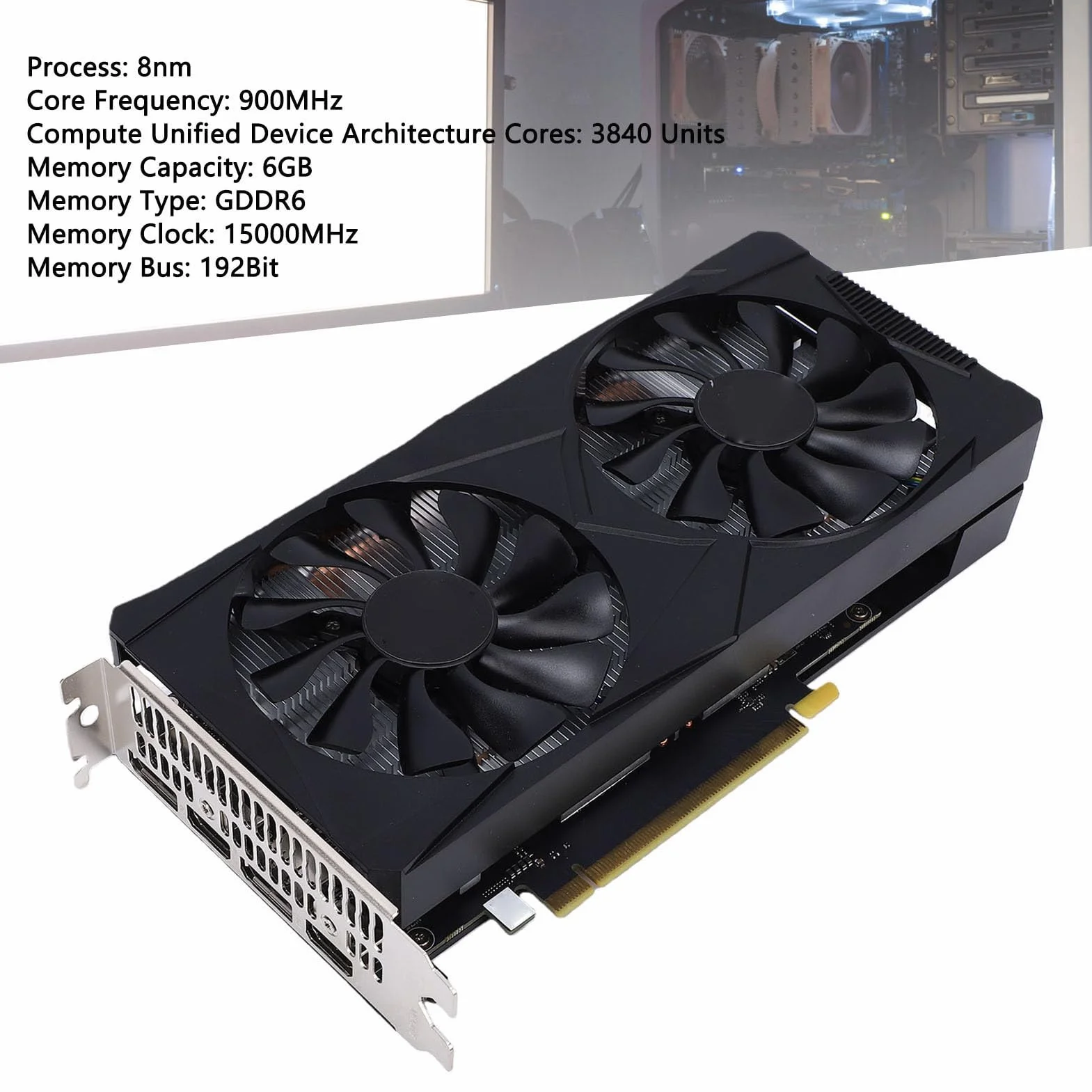 Elprico Karta Graficzna RTX 3060, 6 GB GDDR6 192 Bity, Komputerowe Karty Graficzne z Podwójnym Chłodzeniem Wentylatorem, 2 X HDMI, 2 X DisplayPort, Karta Graficzna PCI Express 3.0 X16