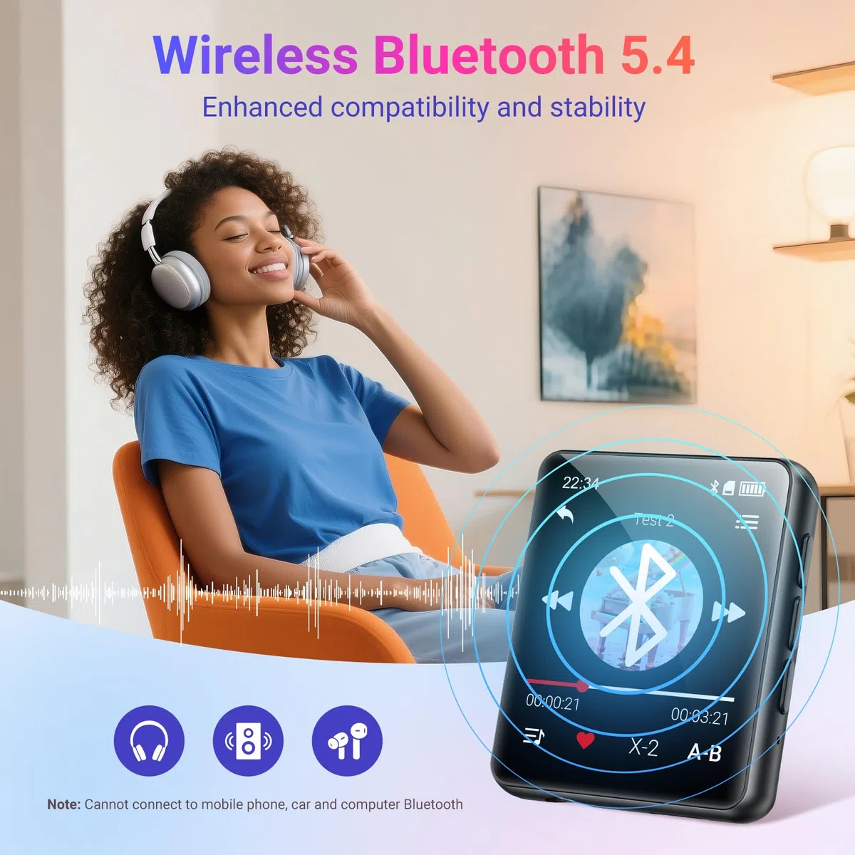 Odtwarzacz MP3 z Bluetooth - 128GB Odtwarzacz Muzyczny, Wbudowany Głośnik i radio FM, 1,8'' Mini Ekran Dotykowy MP3 - Idealny dla Dzieci i Sportu (czarny)