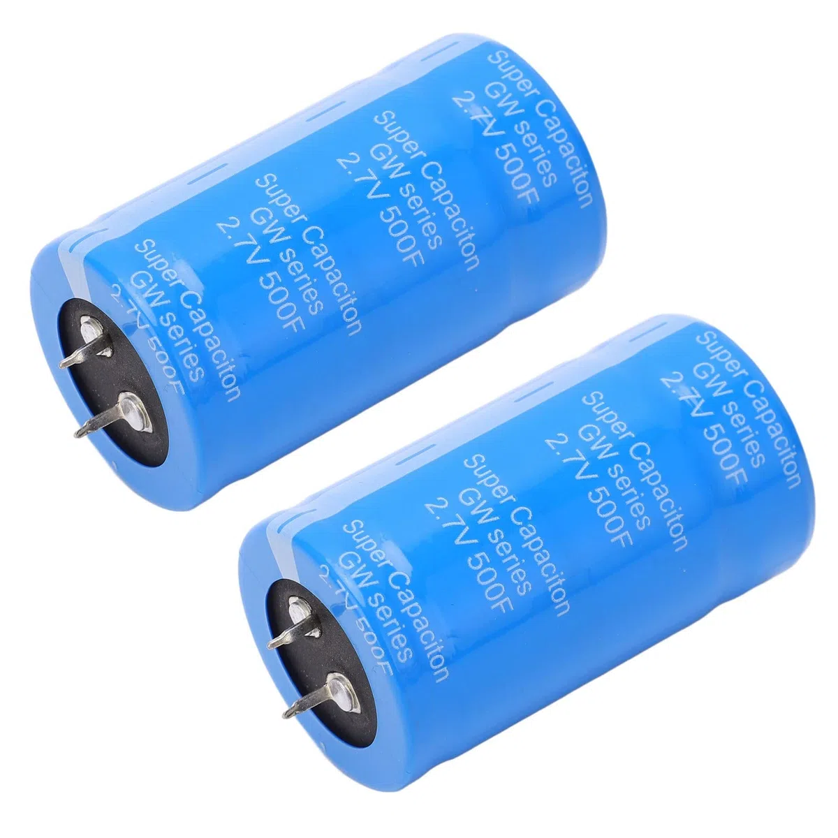 2 Szt. Samochodowy Kondensator 2.7V 500F Energooszczędny Niebieski Prostownik Samochodowy Super Kondensator do Samochodowego Systemu Audio Ochrona Przed Przepięciami