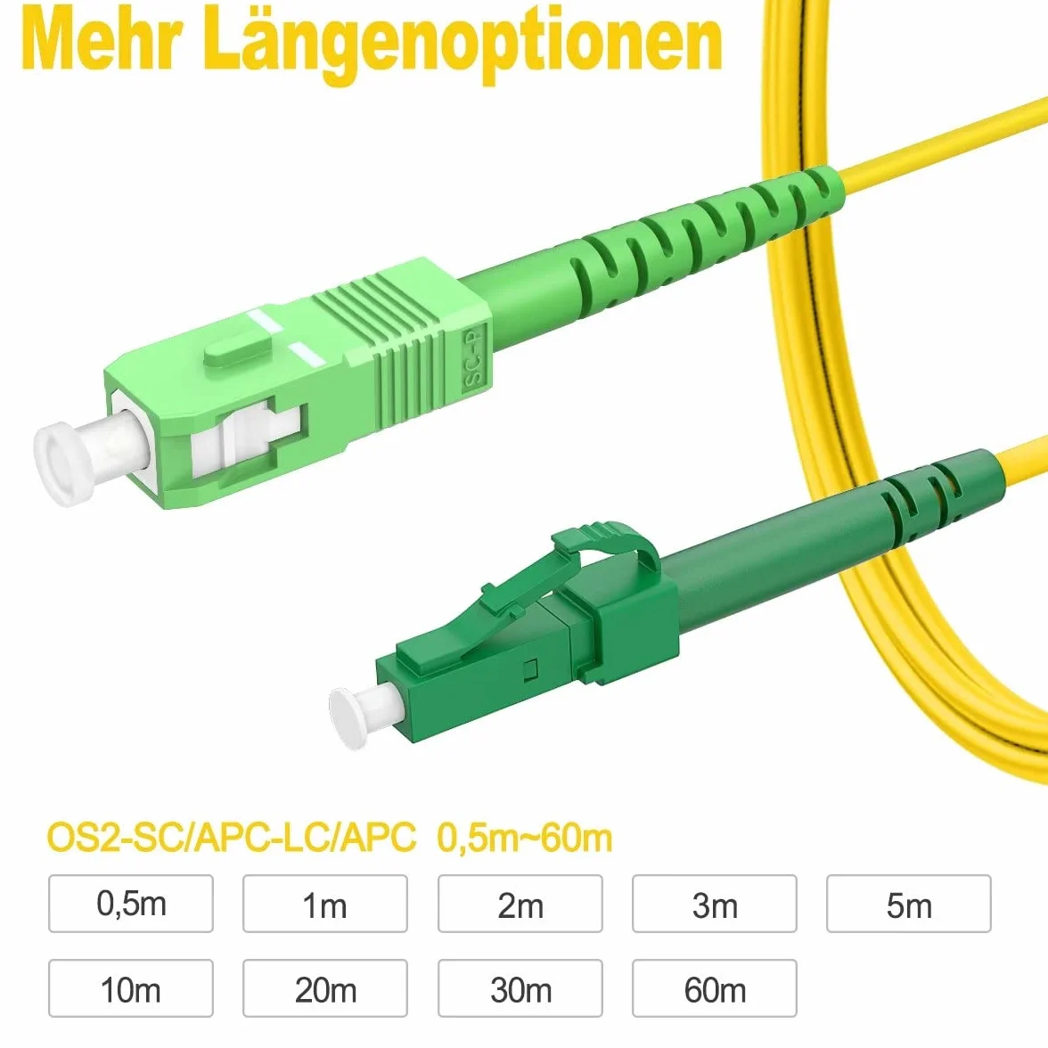Kabel światłowodowy SC/APC do LC/APC OS2 Singlemode 9/125 μm LSZH FTTH 2 m