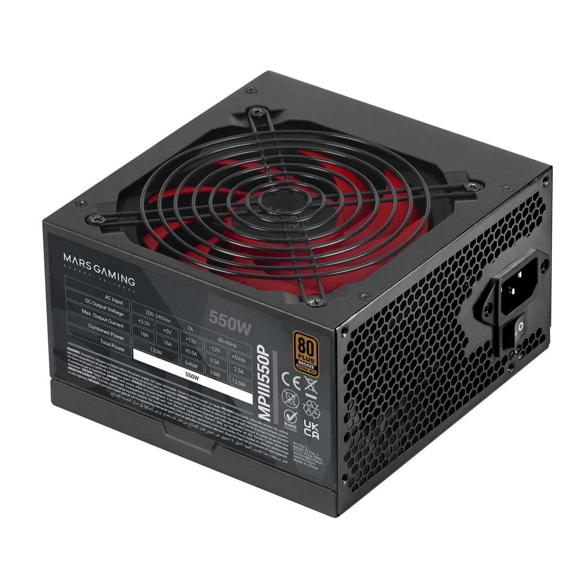 Mars Gaming MPIII550P ATX 550W Zasilacz, 80 Plus Bronze, Czarny