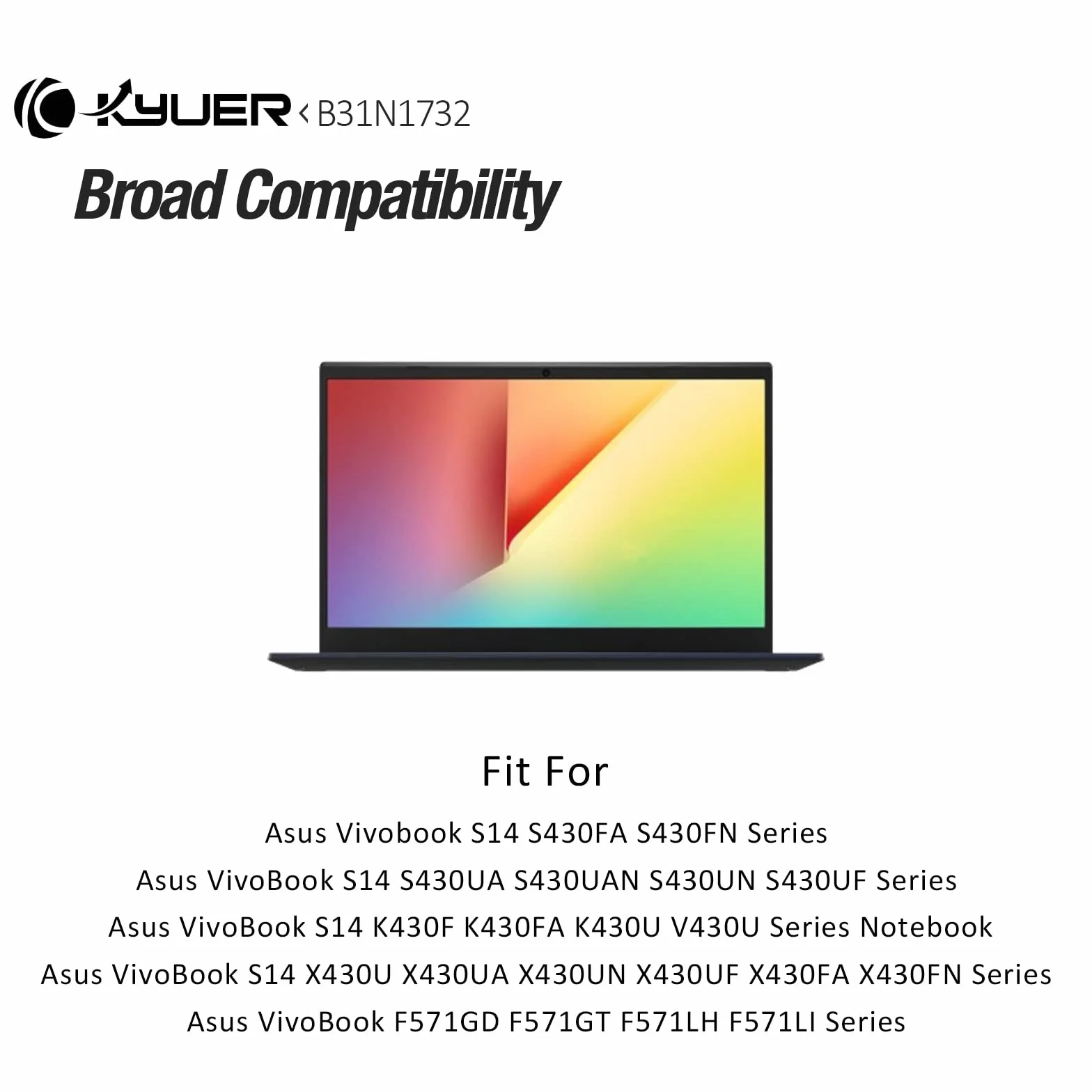 Bateria do Asus Vivobook S14 42Wh B31N1732 S430FA S430FN S430UA S430UAN S430UN S430UF K430F K430FA K430U V430U X430U X430UA X430UN X430UF X430FA X430FN FX571GT FX571LH FX571LI F571GD