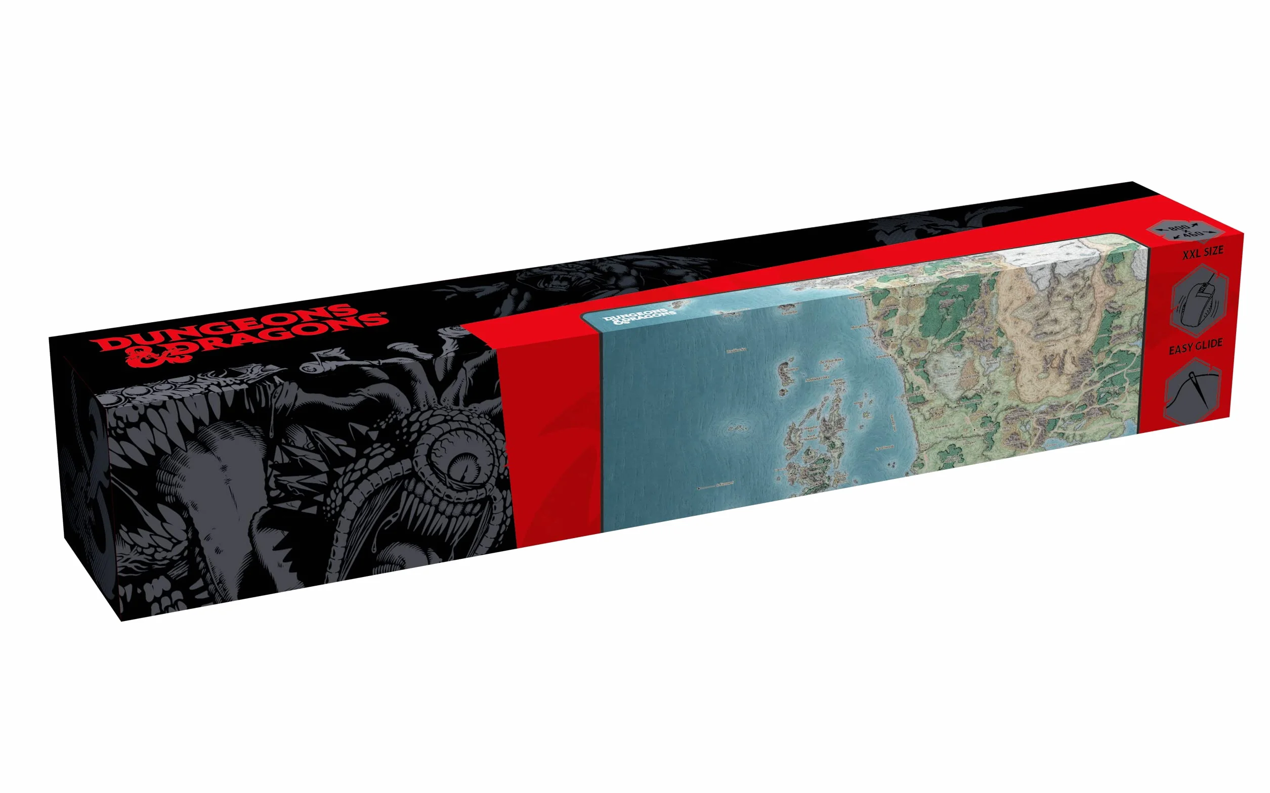 Konix Dungeons & Dragons XXL Podkładka pod mysz 80 x 46 cm do gier PC - antypoślizgowa podstawa - wzór karty Faerûn