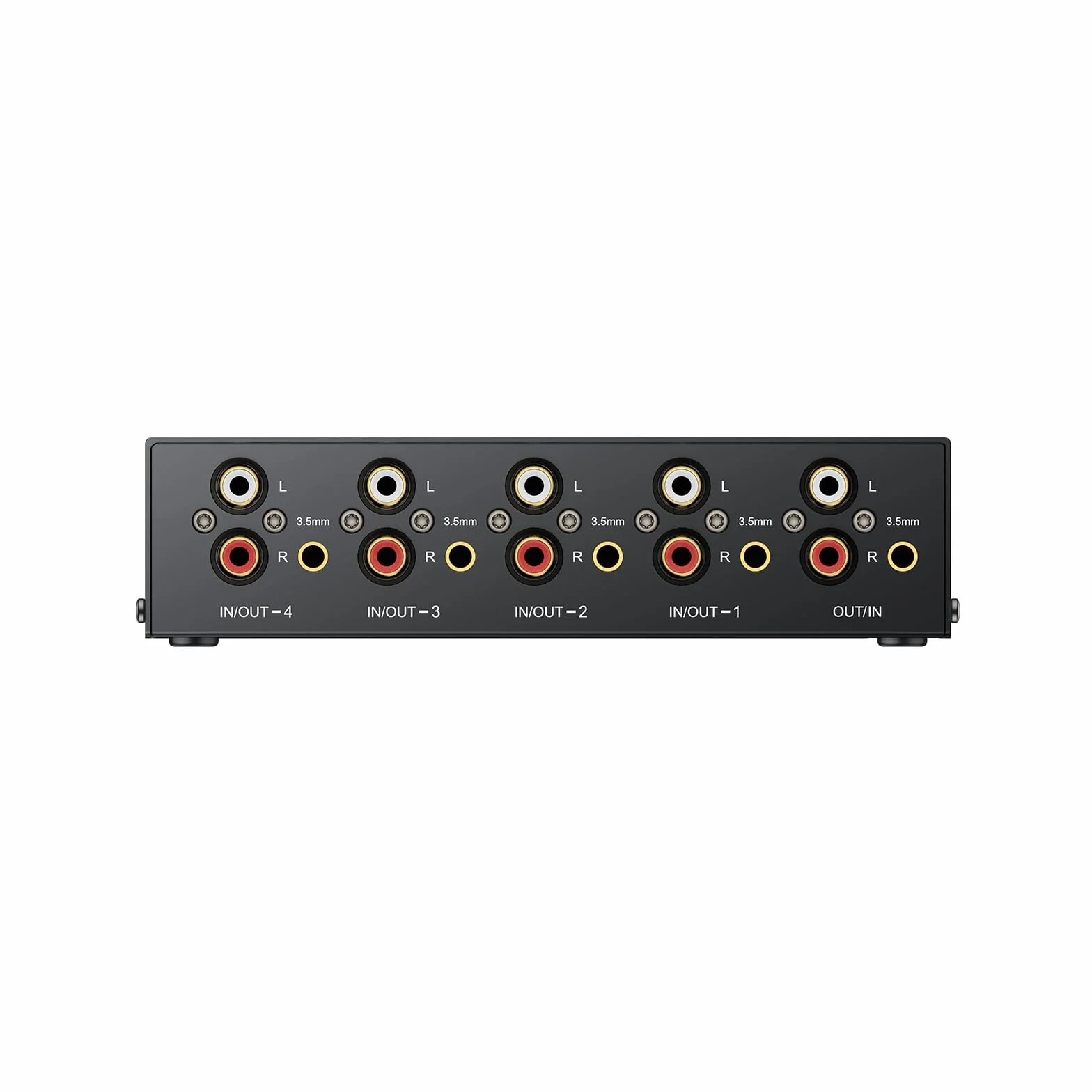 CAMWAY 4 (1) In-1(4) Out RCA L/R Stereo Audio Switch, dwukierunkowy przełącznik audio z przyciskiem głośności / wyłączania, pasywny przełącznik stereo AUX do głośników, słuchawek, wzmacniacza