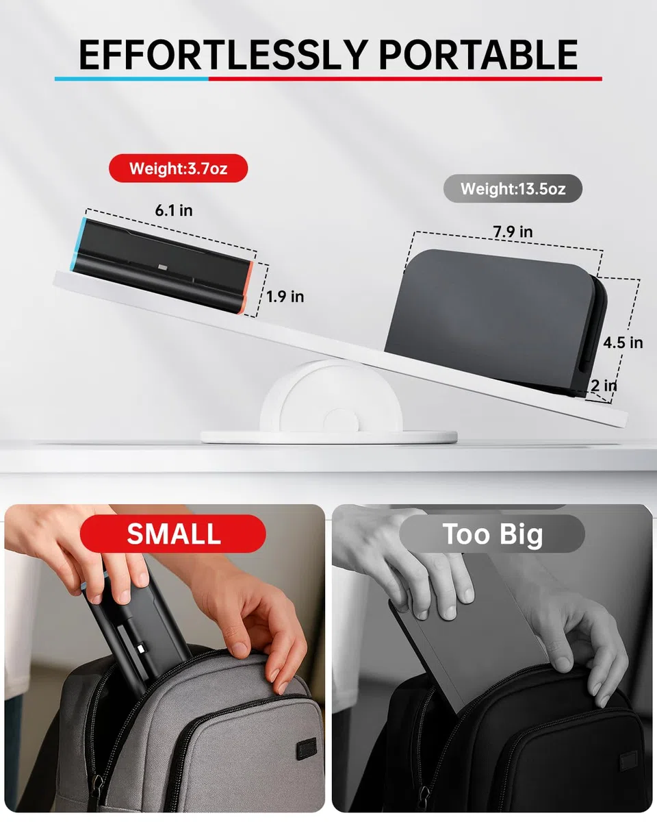 Switch 2 Dock, stacja dokująca Switch 2 z kablem HDMI i kablem do ładowania 60 W, przenośna stacja dokująca 4K do konsoli do gier Nintendo Switch2, podróżna stacja dokująca, zestaw akcesoriów do