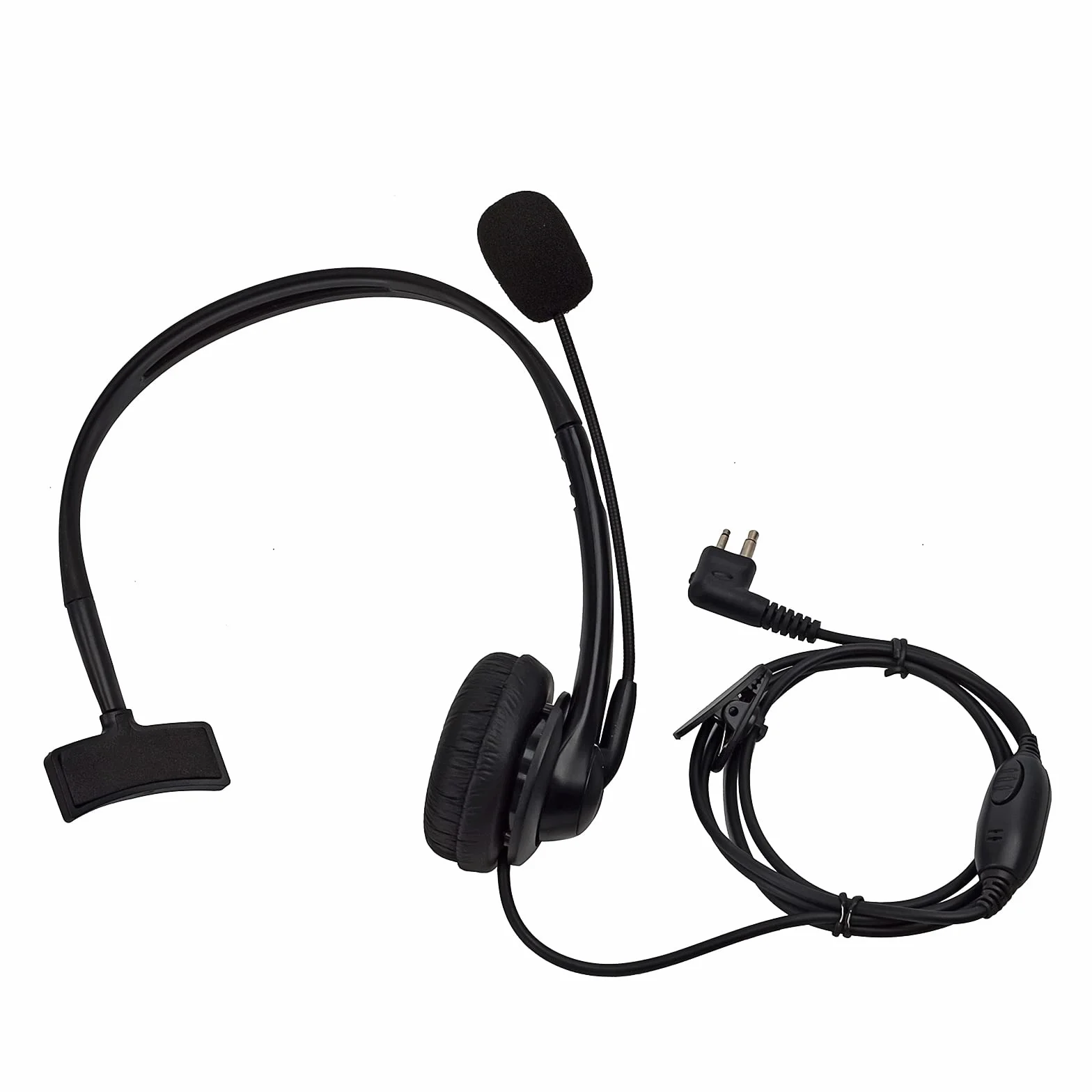 UAYESOK Dwukierunkowa słuchawka radiowa, 2-pinowa, walkie-talkie Overhead zestaw słuchawkowy z mikrofonem PTT do Motorola CP040 CP200 DP1400 GP300 CLS1410 XT420 XT460 Hytera PD405 PD505 radio szynowe