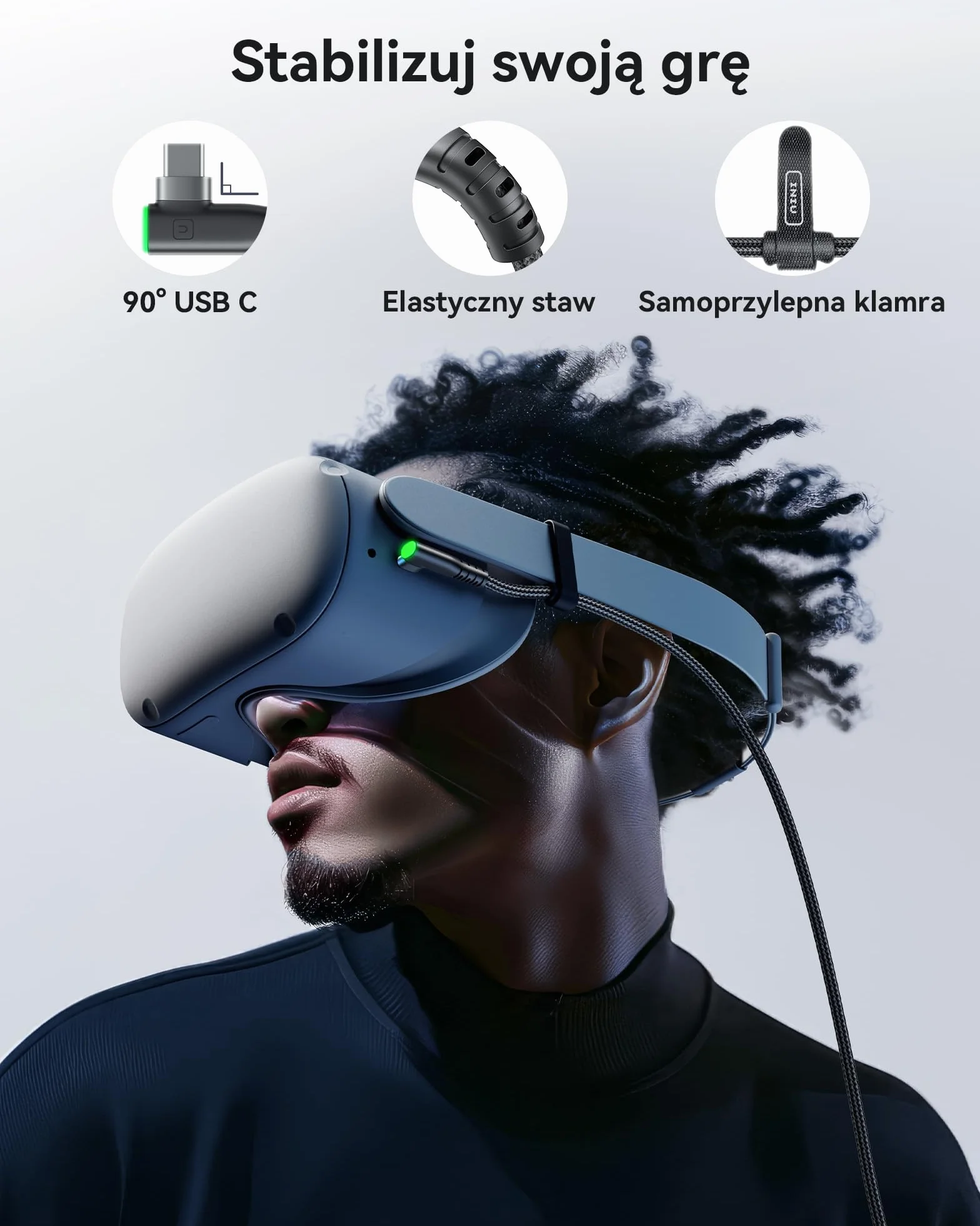 INIU Kabel Link 5 m USB A 3.0 na USB C do Meta Oculus Quest 3/2/Pro Pico 4 Steam VR PC