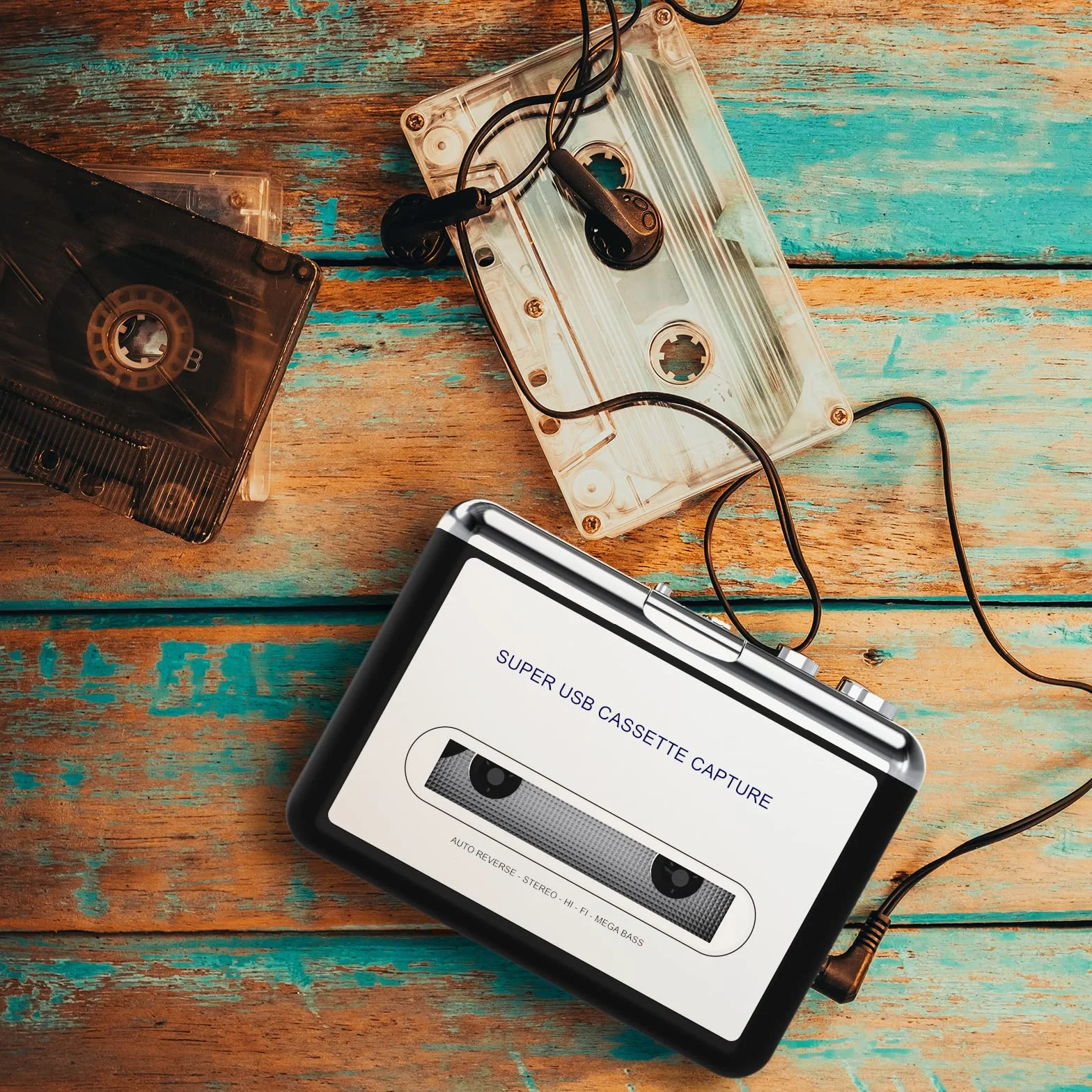 DIGITNOW! Przenośny odtwarzacz kasetowy/konwerter kasety na MP3 przechwytuje kasetę na odtwarzacz MP3/CD Audio przez USB