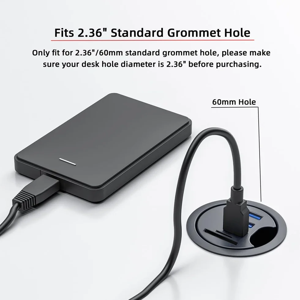 Hub USB 3.0 SD TF USB-C 2 porty USB 60 mm biurko rozgałęźnik stacja dokująca czytnik kart micro-SD do komputera stacjonarnego