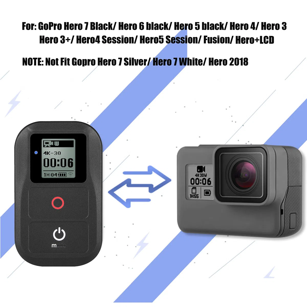 Suptig Pilot Zdalnego Sterowania, Wodoodporny, Bezprzewodowy, do Gopro Hero8, Hero7, Hero6 Black, Hero5, Hero5 Session, Hero4, Hero4 Session, Hero 3+, Hero 3, Kamera Sportowa, WiFi