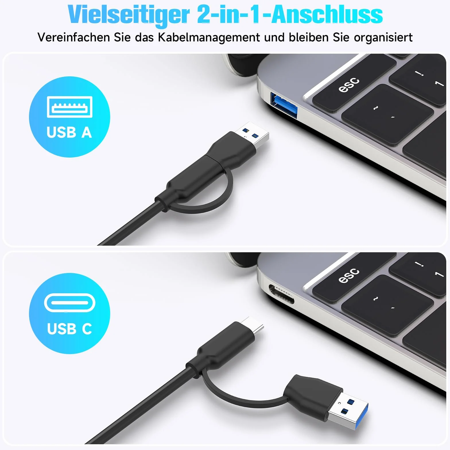 RSHTECH 7-portowy koncentrator USB C 3.2 aktywny z zasilaczem sieciowym – koncentrator USB 3.1 Gen2 z 3 portami 10 Gbps (typ A, 2 x typ C), 3,0 5 Gbps (2 x Ty-A, 2 * Ty-C) - kabel do transmisji danych