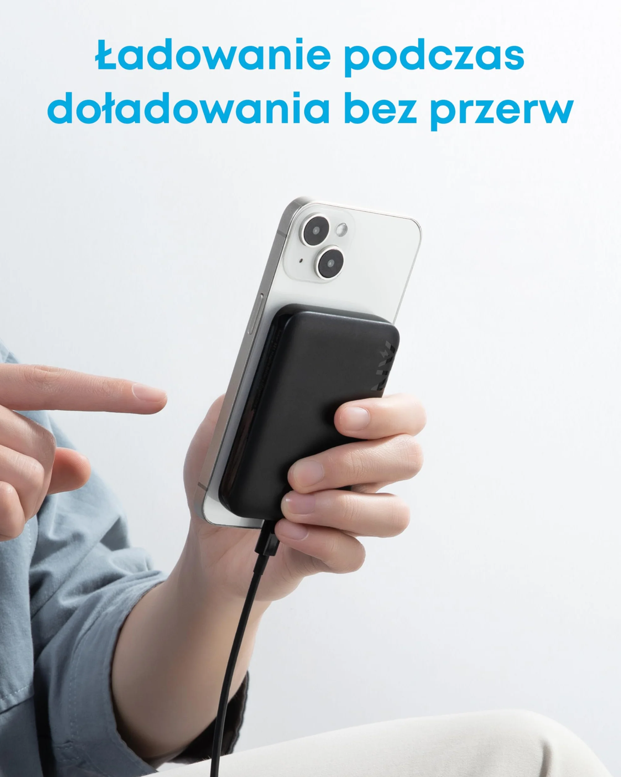 Powerbank firmy anker, bateria magnetyczna 321 (PowerCore Magnetic 5K), bezprzewodowa ładowarka magnetyczna 5000 mAh, kompatybilna z serią iPhone16/16Plus/16Pro/16 Pro Max oraz iPhone15/14/