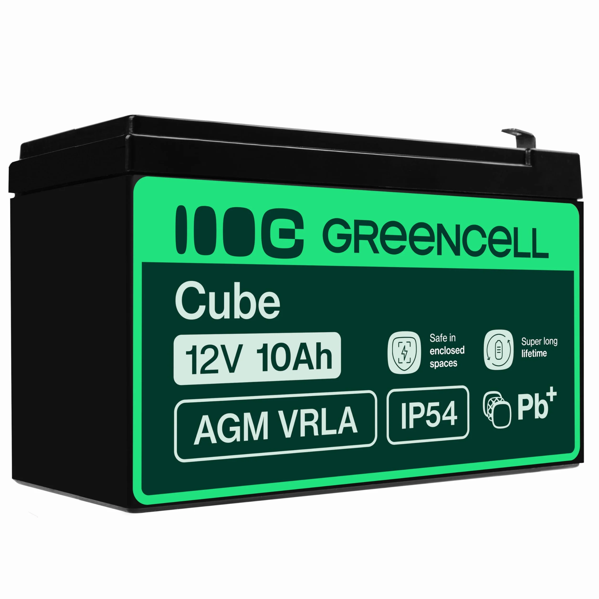 Green Cell AGM 12 V 10 Ah akumulator z włókniny VRLA akumulator ołowiowo-żelowy, odporny na cykle Unbemann UPS USV, zasilanie awaryjne w systemie UPS