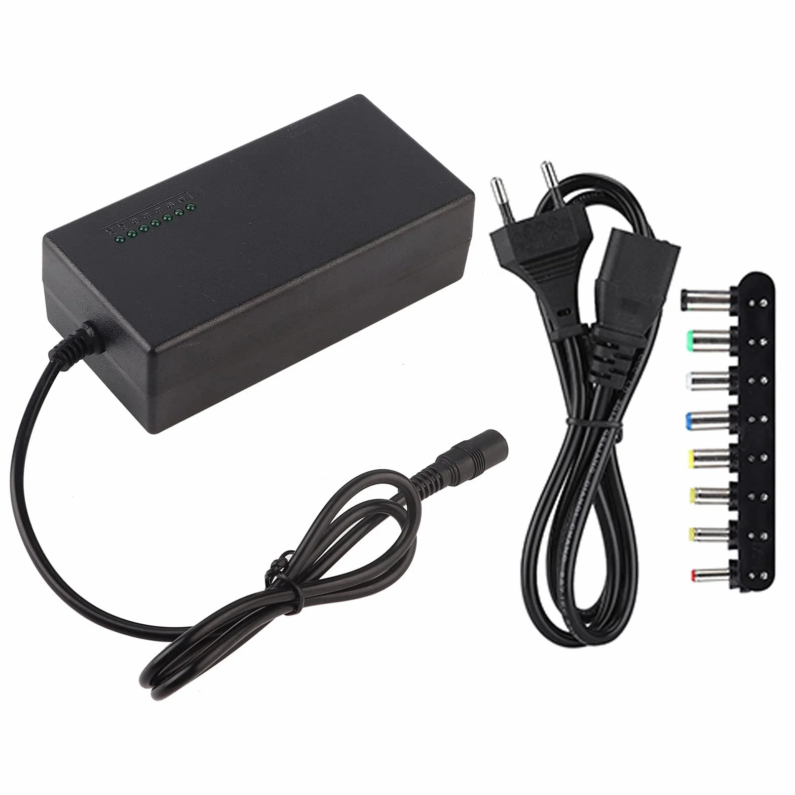 Uniwersalny zasilacz sieciowy do ładowarki do laptopa 96 W, regulowane napięcie 12-24 V, 7-pozycyjny adapter przełącznika zasilania z 8 portami DC i podwójnym