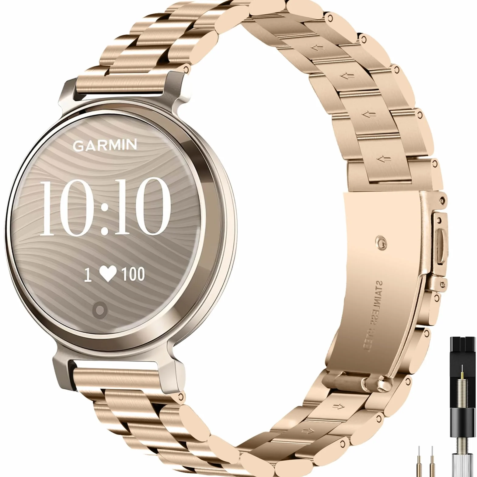 Miimall Metalowy pasek do zegarka Garmin Lily 2 Active/Lily 2 ze stali nierdzewnej, wodoodporny