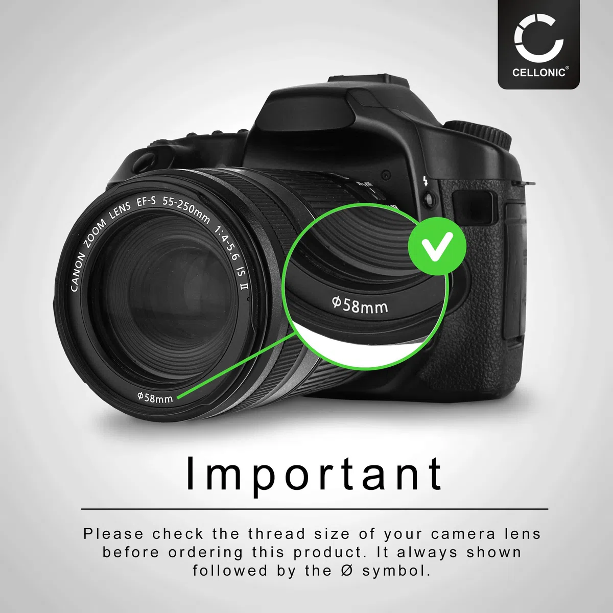 Filtr CPL kompatybilny z Canon EF (Ø 58 mm) obiektyw z gwintem filtra 58 mm - okrągły filtr polaryzacyjny, filtr polaryzacyjny CPL