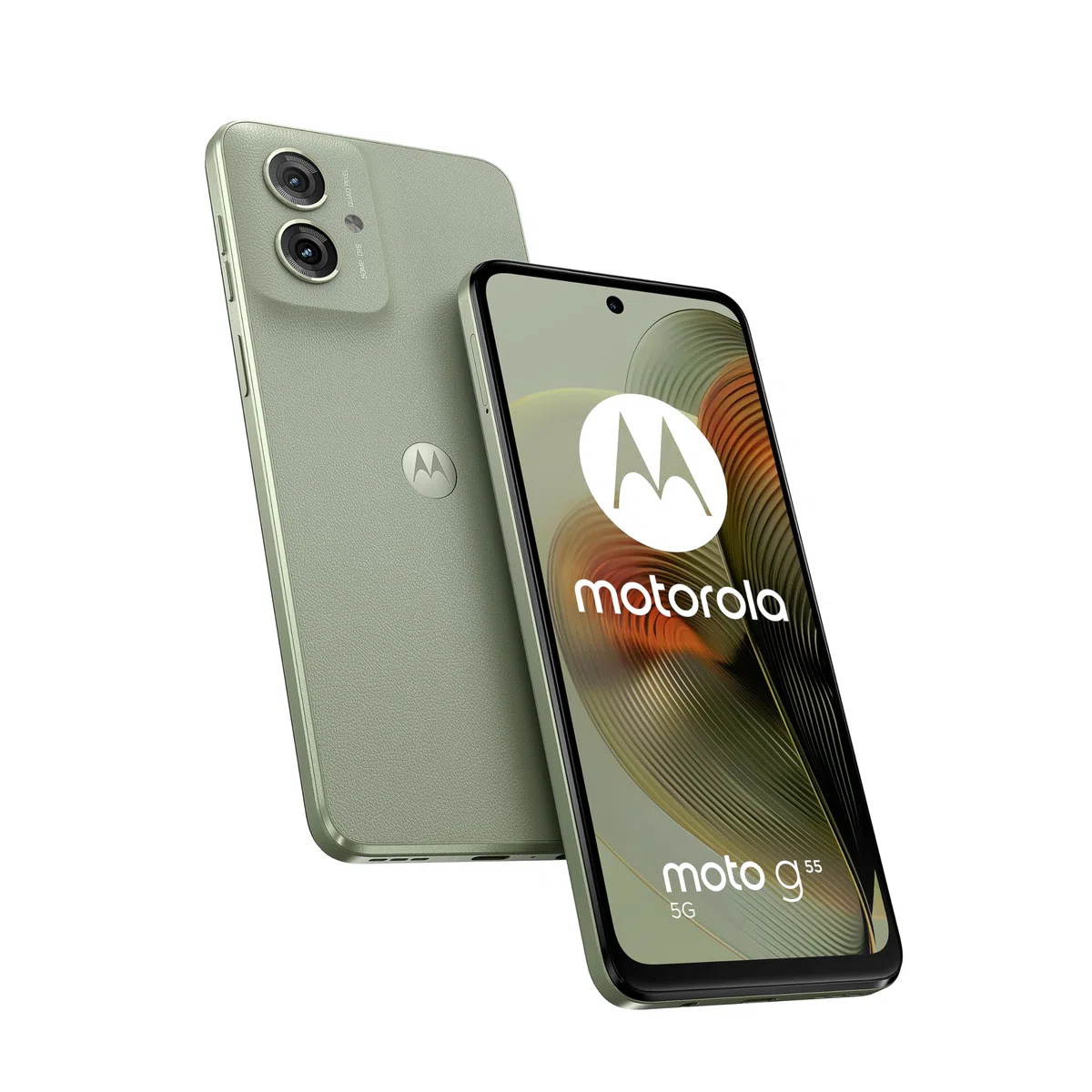 Motorola Smartfon Moto g55 5G (odporny na zarysowania wyświetlacz FHD+ 6,49", aparat 50 MP, 8/256 GB, odporna na wodę konstrukcja, 5000 mAh, Android 14) Smoky Green wraz z pokrowcem ochronnym