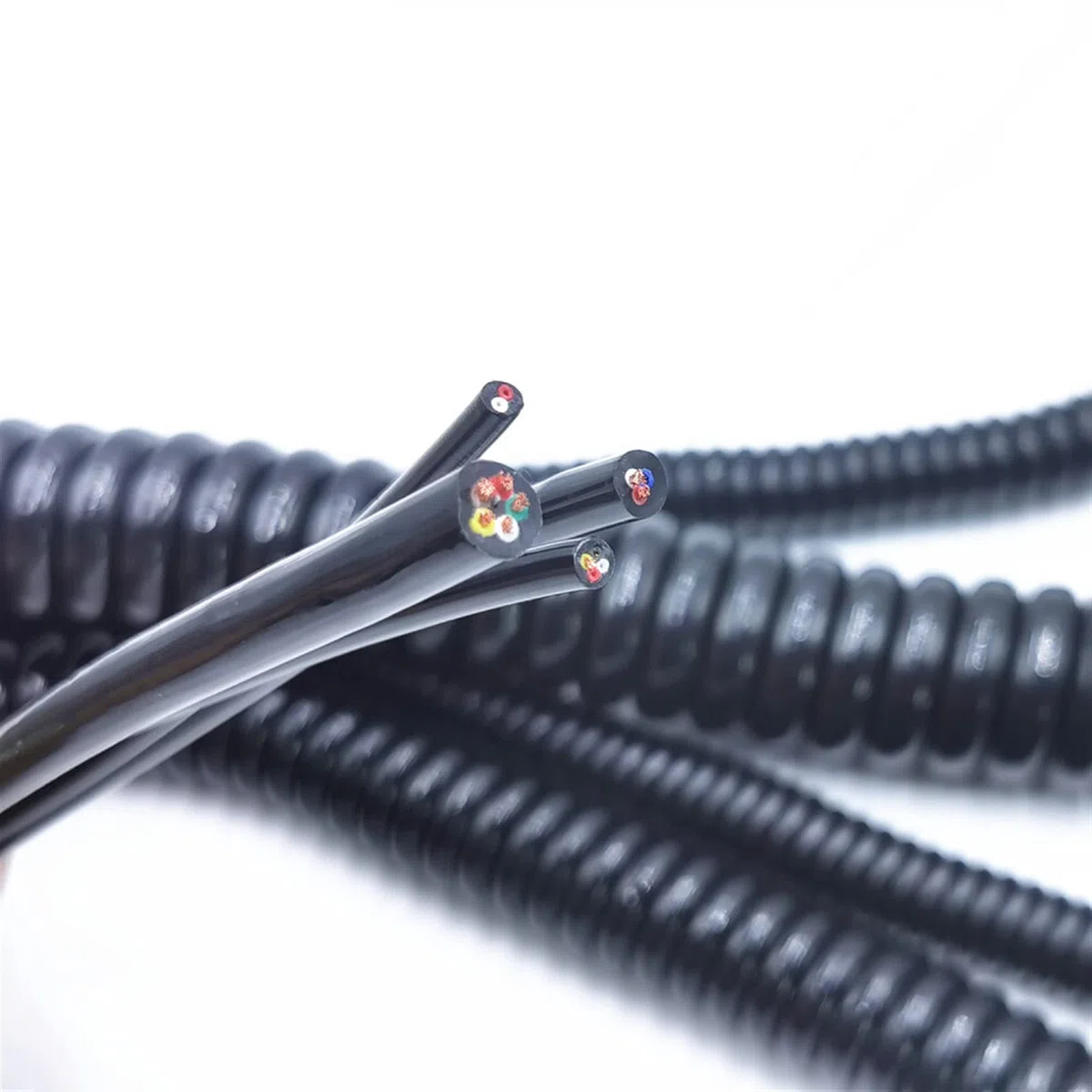 Kabel sprężynowy, 2,5 M, 5 M, 7,5 M czarny przewód zasilający, rozciągliwy przewód, 6 żył, 8 żył, 24AWG, 20AWG,