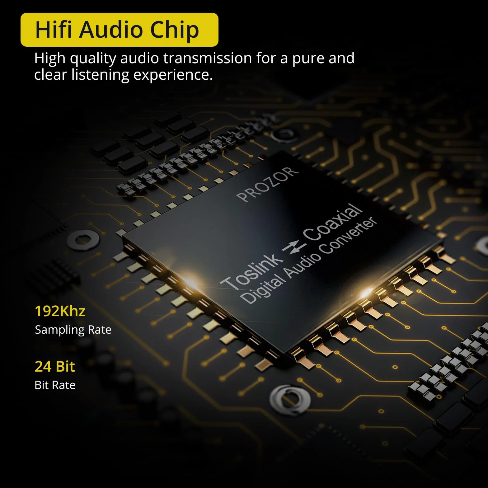PROZOR Cyfrowy konwerter audio SPDIF Toslink DTS/Dolby-AC3 192 kHz dwukierunkowy rozdzielacz z kablem optycznym