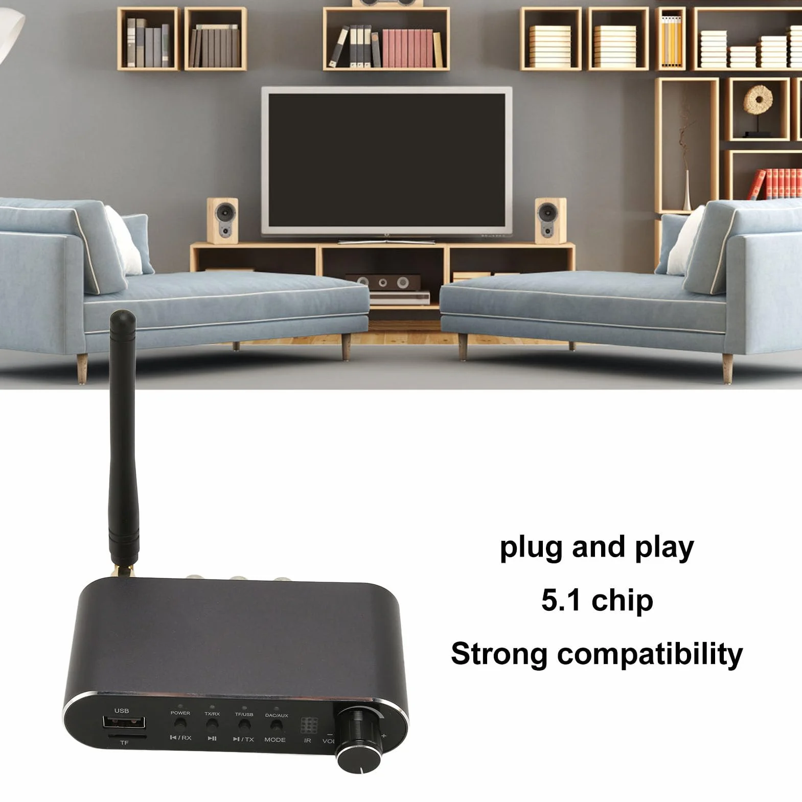 Nadajnik-odbiornik Bluetooth 5.1, Bezprzewodowy Adapter Audio Nadajnik-odbiornik, światłowodowy Koncentryczny Adapter Audio Hi-Fi do Telewizora, Komputera, Domowego Zestawu