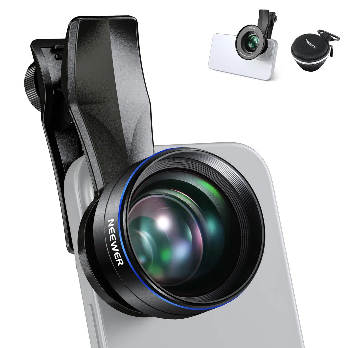 NEEWER Teleobiektyw 60 mm z gwintem 17 mm klips do obiektywu telefonu i pierścień adaptera filtra 67 mm, 2 x powiększenie kompatybilne z iPhone Samsung, LS-41 PRO