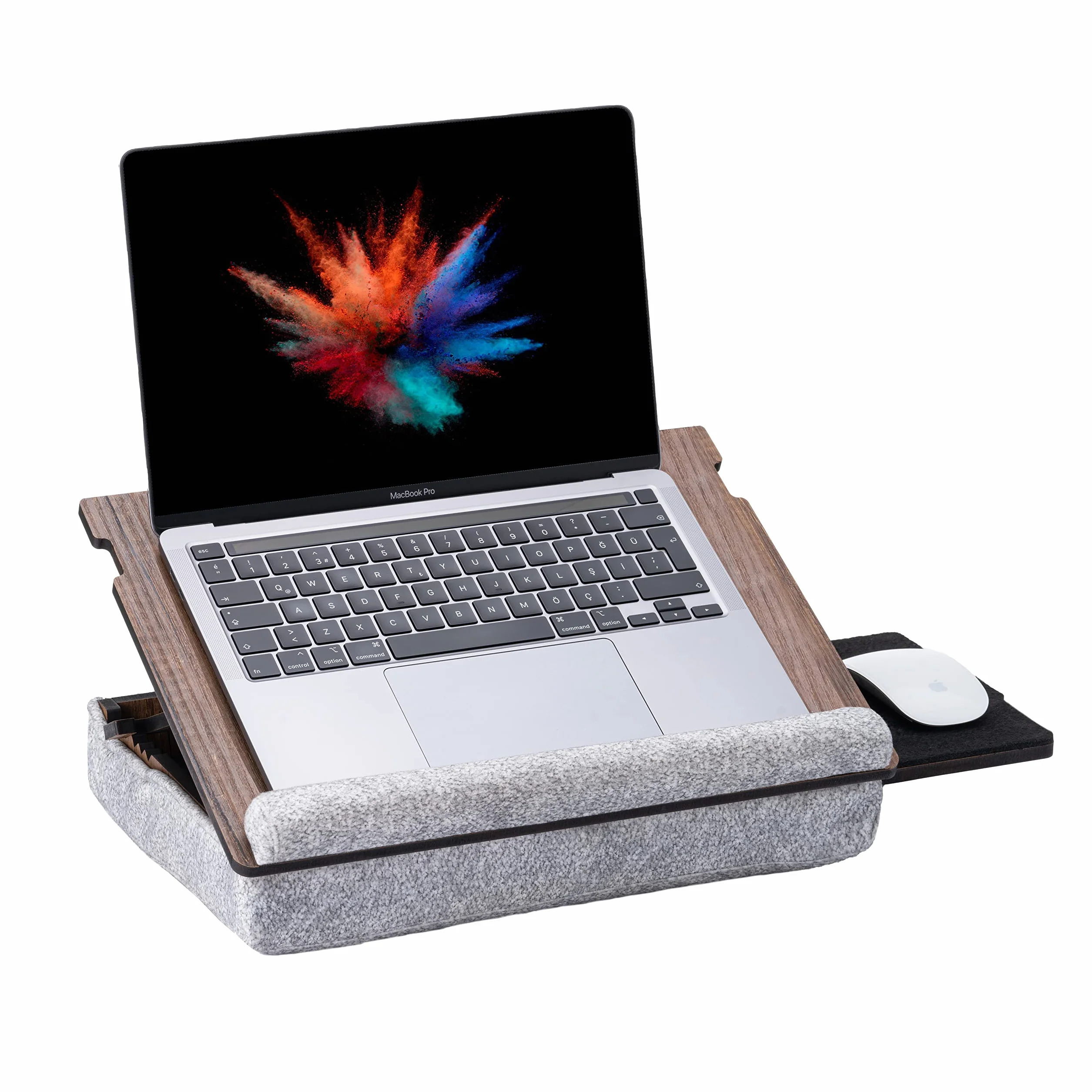 Vigo Wood Taca na laptopa ergonomiczna regulowana wysokość amortyzowane dno szuflada pod mysz
