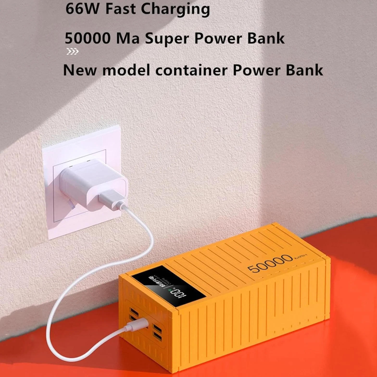 Powerbank Powerbank/66 W super szybkie ładowanie 100000 mAh cyfrowy wyświetlacz pojemnik powerbank 1w20.000 zewnętrzny zasilacz mobilny o dużej pojemności (20000 mAh/żółty)