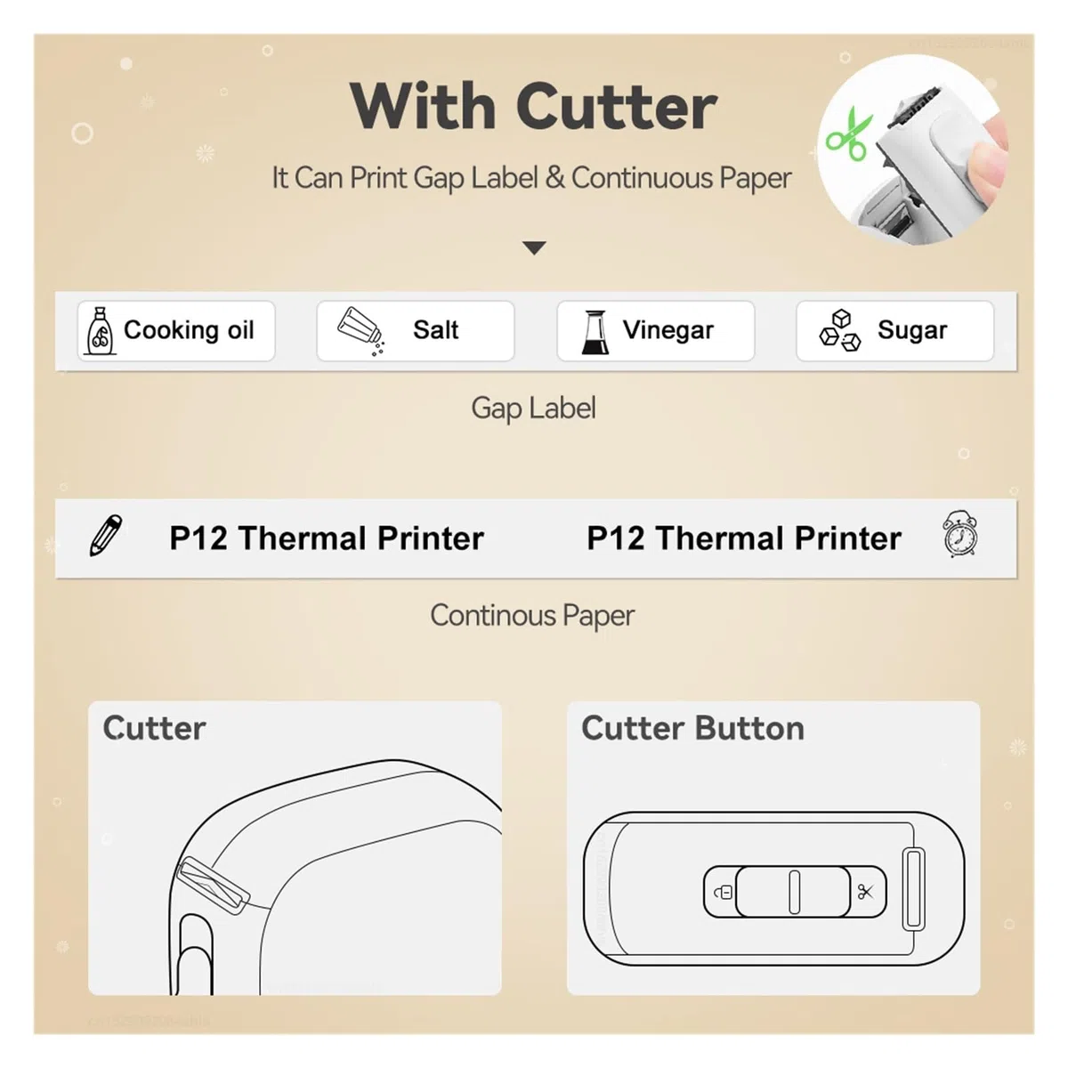 P12 Bezprzewodowa Termiczna Drukarka Etykiet Bluetooth Przenośna Samoprzylepna Kieszonkowa Mini Drukarka Etykiet Z Ciągłą Taśmą Etykietową Wyraźne Drukowanie(Printer Set 2)
