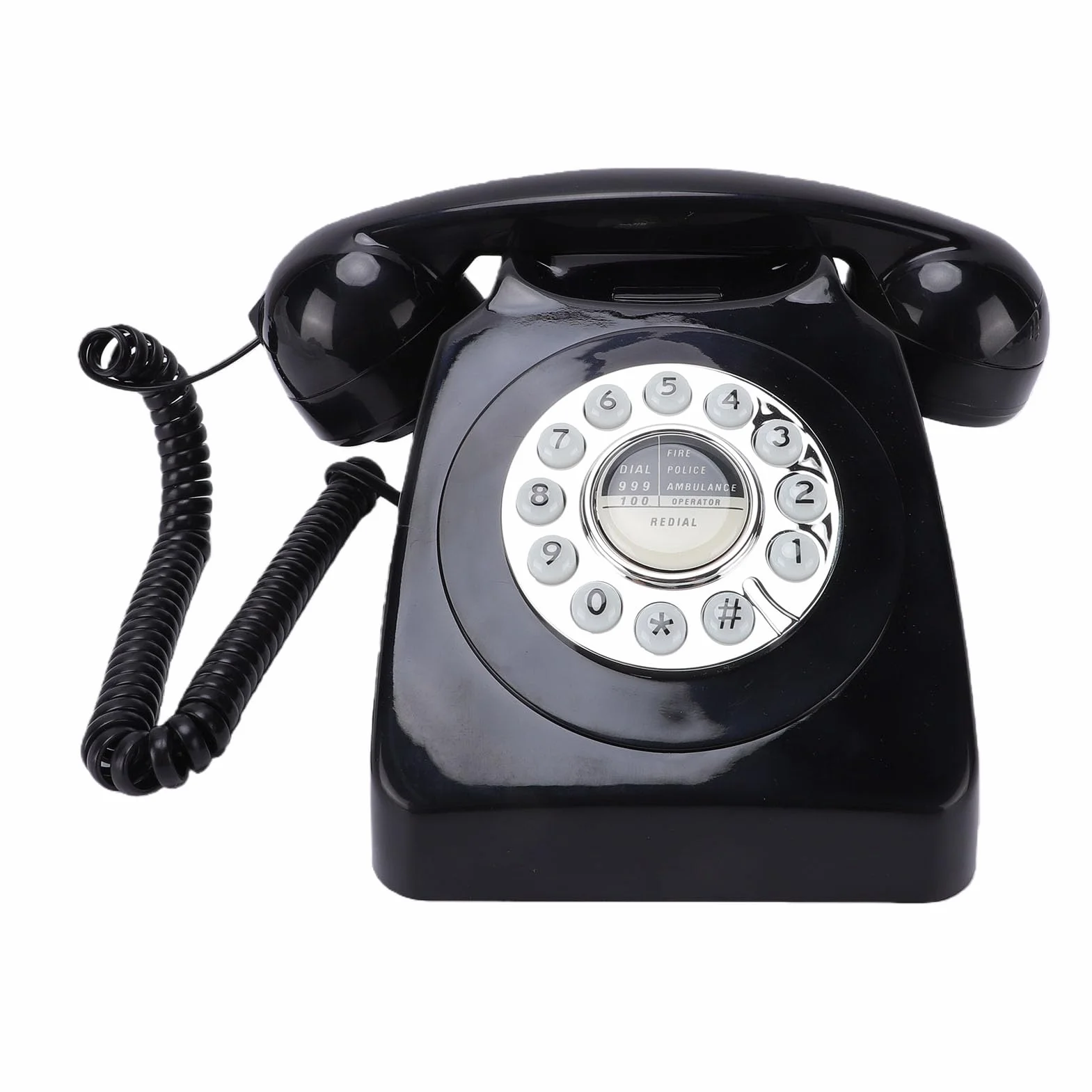 LICAEVEY Zabytkowy Telefon Przewodowy Telefon Stacjonarny, Klasyczny Domowy w Stylu Vintage, Pokrętło z Przyciskiem w Stylu Retro do Wystroju Domowego Biura Hotelu (BLACK)