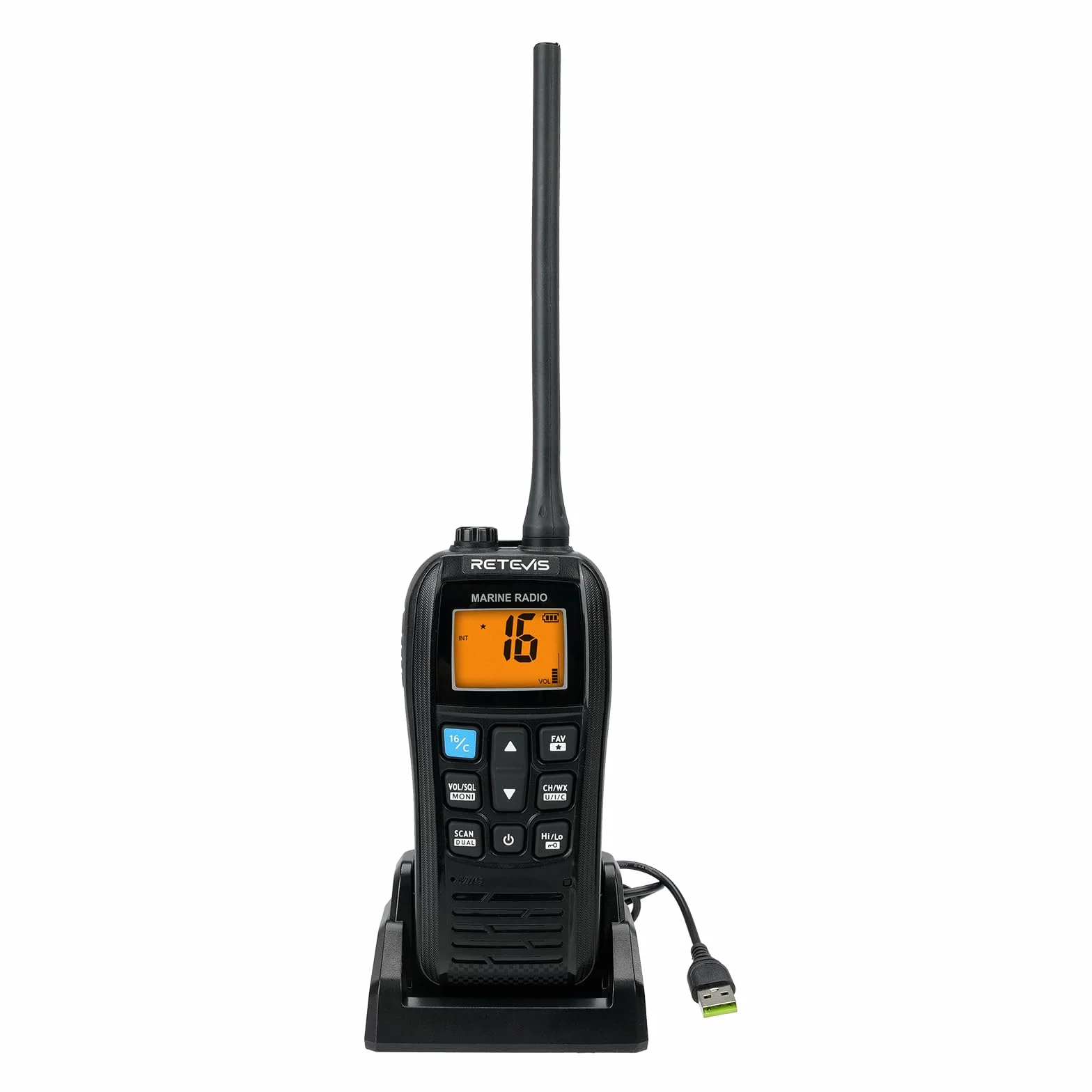 Retevis RM22 VHF Marine Walkie Talkie, Wodoodporne Walkie-Talkie IP67, Pływające, 2200 mAh, 900 mW Audio, Dwukierunkowe Radio Morskie Dalekiego Zasięgu do Kajakarstwa, Wędkarstwa, (Czarny, 1 Szt)