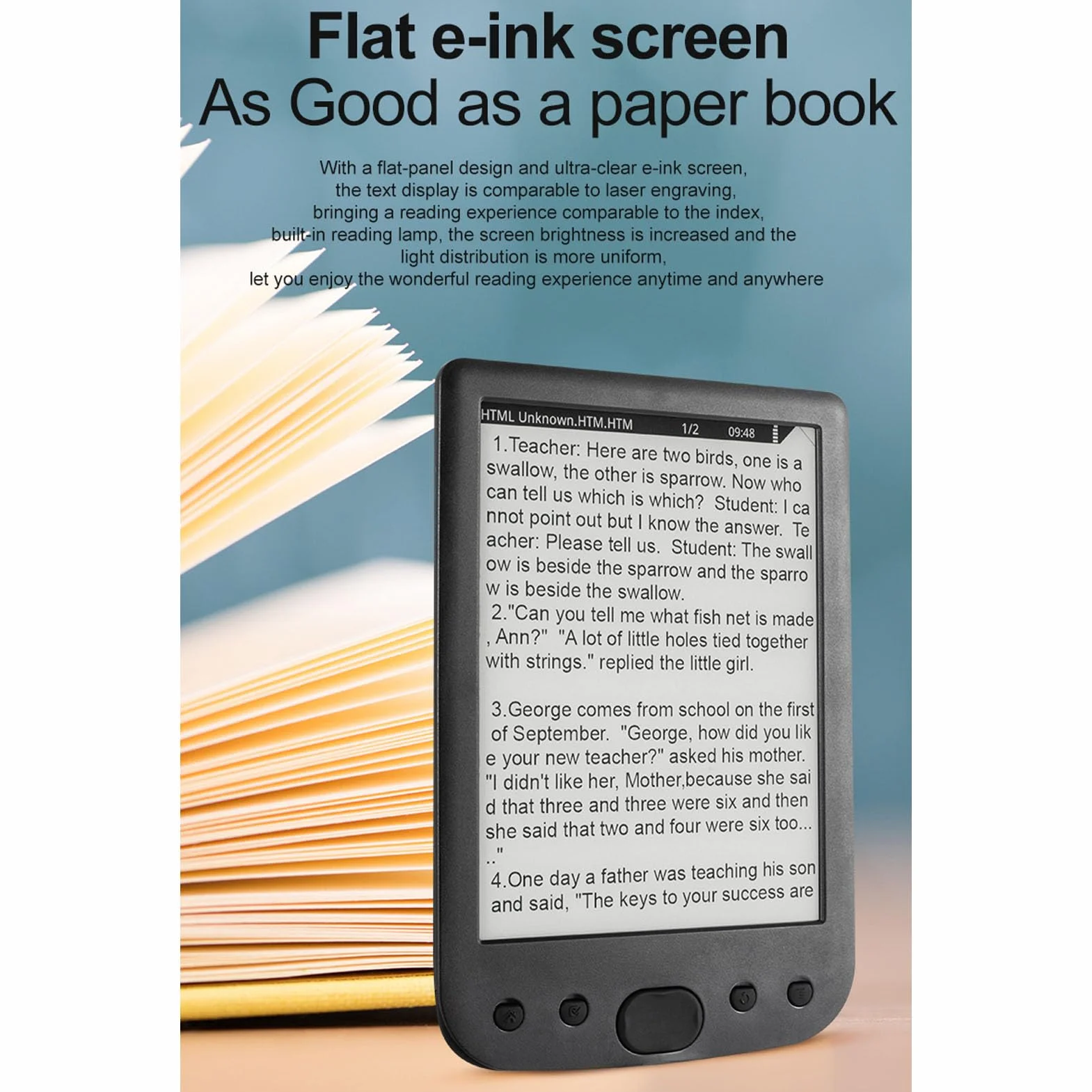 BK6025 Czytnik Epaperów, Przenośny Czytnik Ebooków z 6 -calowym Ekranem Atramentu, Regulacja Rozmiarów Czcionek, Audiobooki, Przyjazne Eye Urządzenia Ereaderowe z obudową ochronną, (16GB)