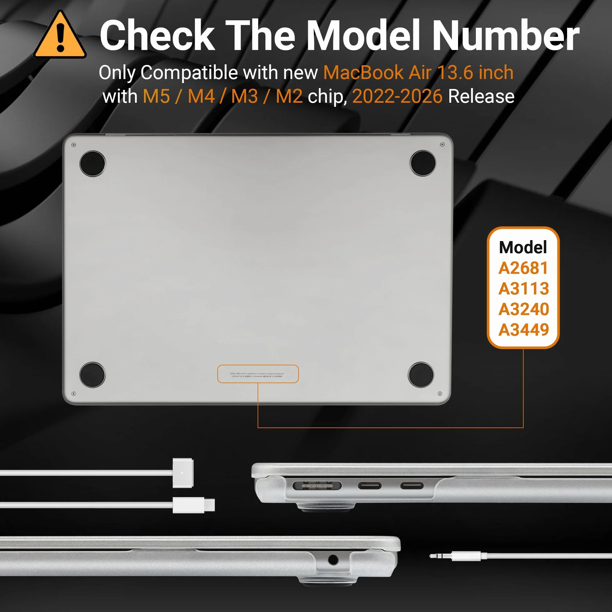 TECOOL Etui kompatybilne z MacBook Air M4 M3 M2 13,6" 2022/2024/2025 (A3240 A3113 A2681), odporne na odciski palców, ultracienkie etui ochronne z ochroną klawiatury (układ UE), matowe przezroczyste