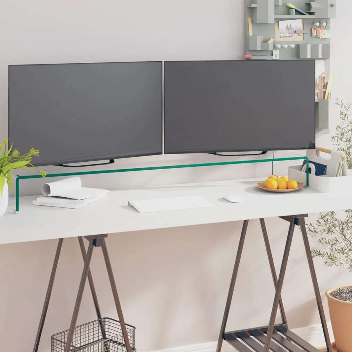 Stojak na telewizor/podnośnik monitora, stojak na ekran komputera, stojak na monitor biurko, akcesoria biurowe, akcesoria biurkowe, podstawa monitora, przezroczyste szkło 110 x 30 x 13 cm