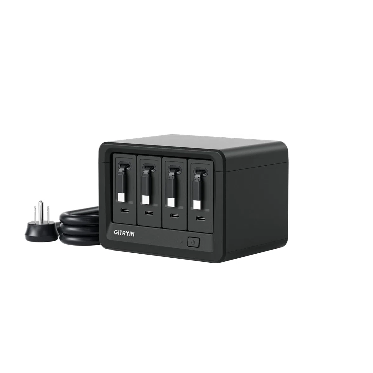 Gitryin Stacja ładująca 12 w 1 z 4 wysuwanymi ładowarkami ściennymi typu C, listwa zasilająca USB-C 40 W z płaską wtyczką, przedłużacz z ochroną przeciwprzepięciową 1020J, do domowego biura