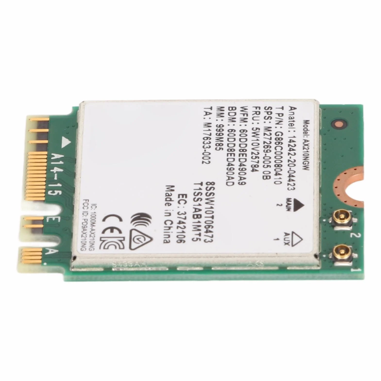 Karta Wi-Fi AX210NGW WiFi 6E M.2 do Laptopa 2.4G/574 Mb/s 5G/2400 Mb/s 6G/2400 Mb/s Bluetooth 5.3 WPA3